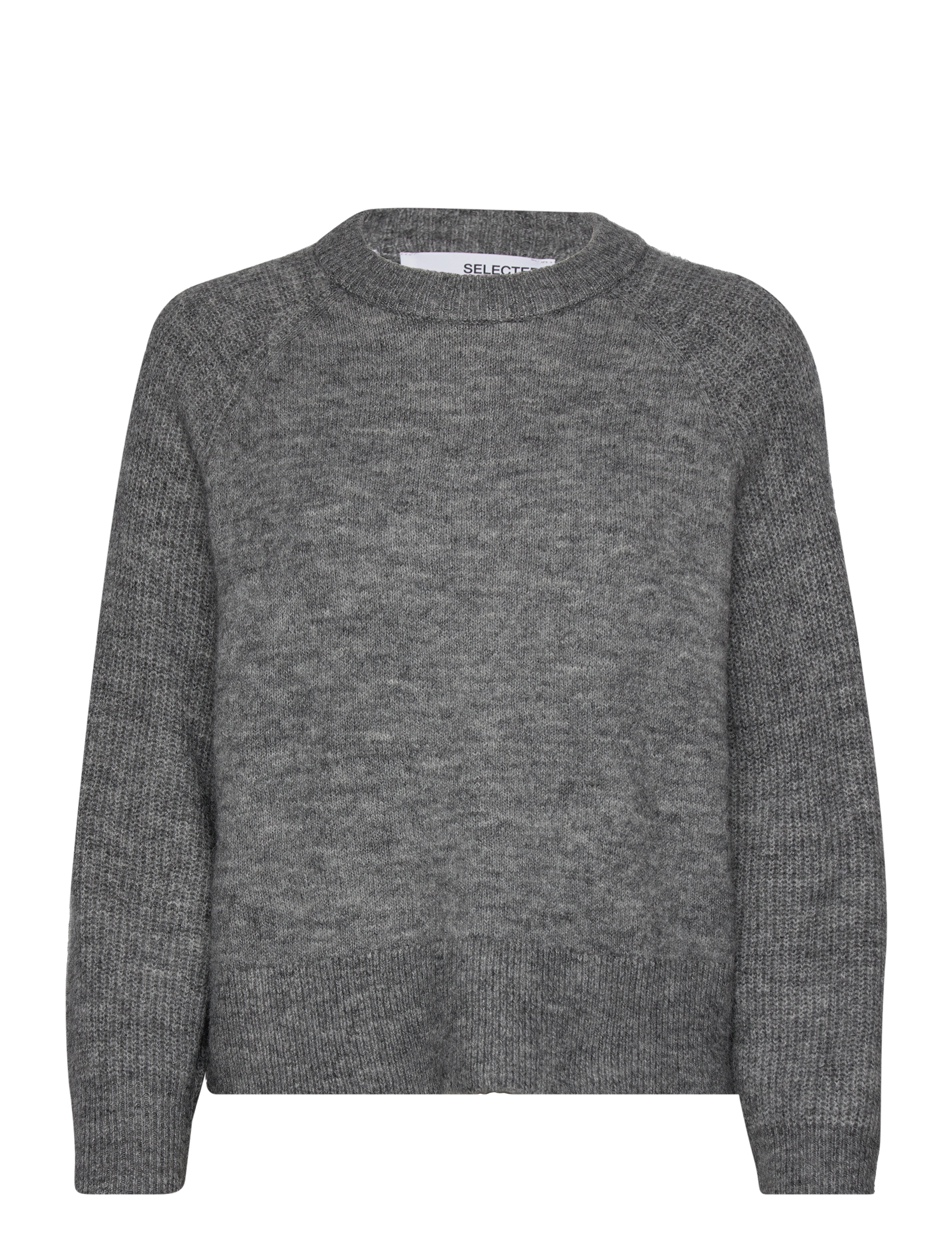 Selected SLFRENA LS KNIT O-NECK CAMP - Selected - MEDIUM GREY MELANGE / grey