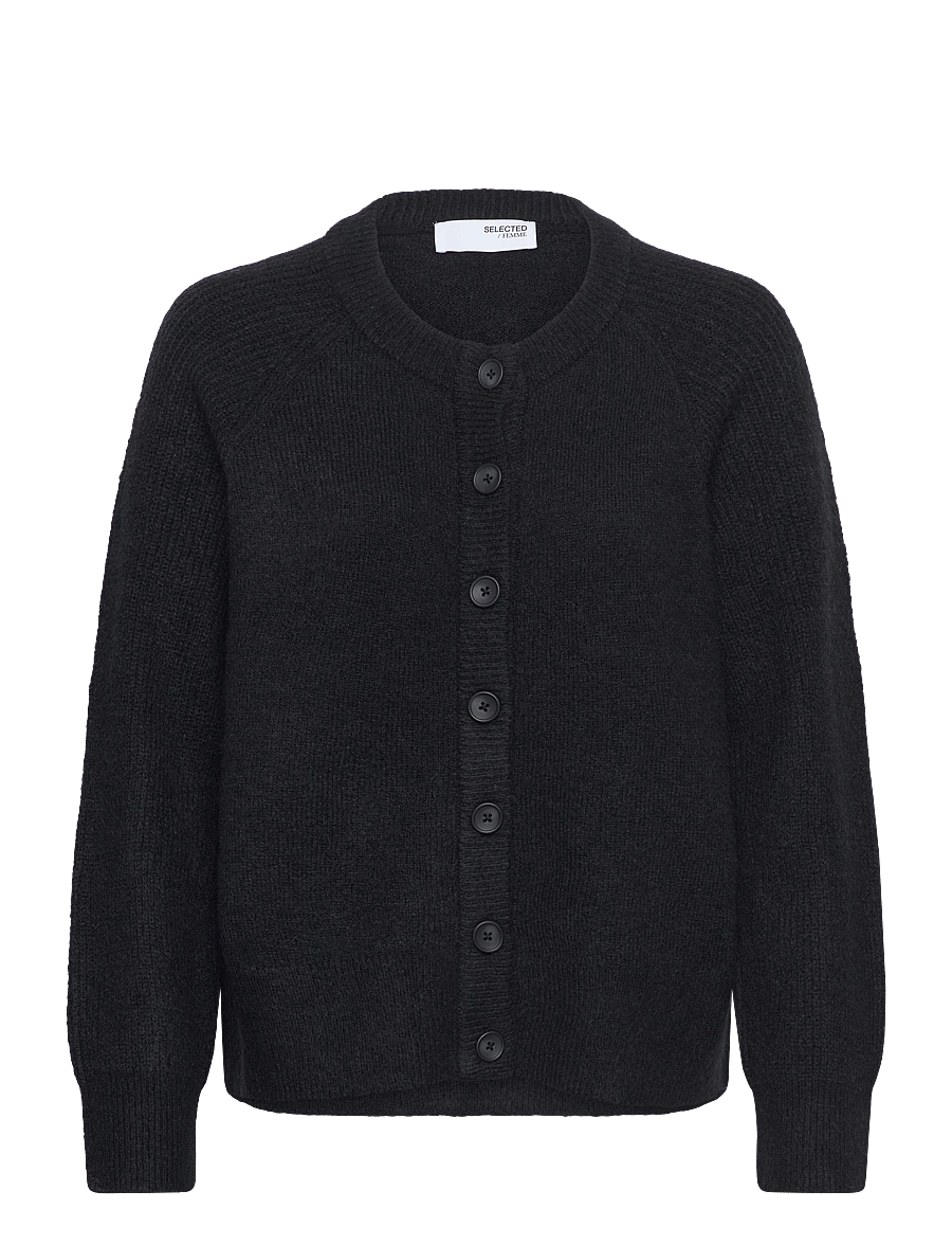 Selected - SLFRENA LS KNIT CARDIGAN CAMP - strickjacken - black - 0