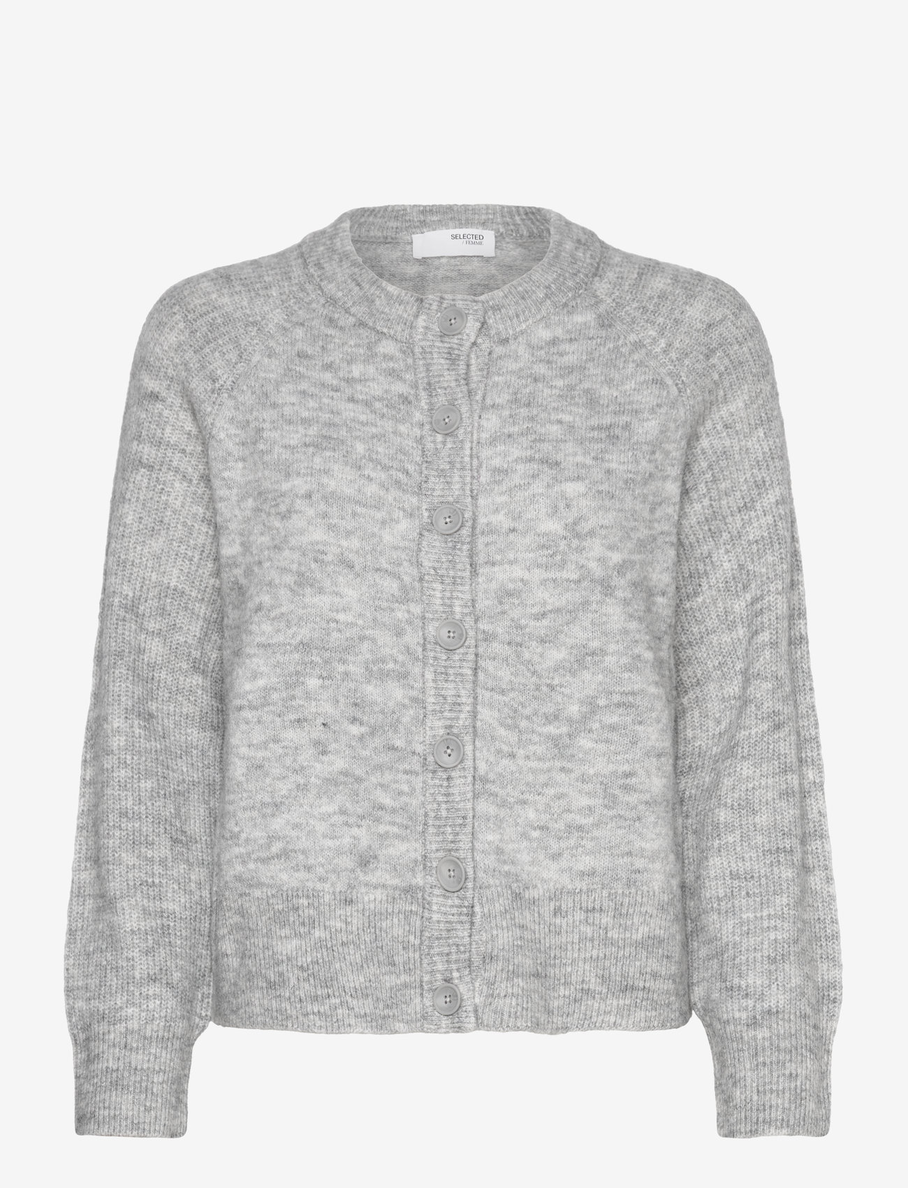 Selected - SLFRENA LS KNIT CARDIGAN CAMP - cardigans - light grey melange - 0