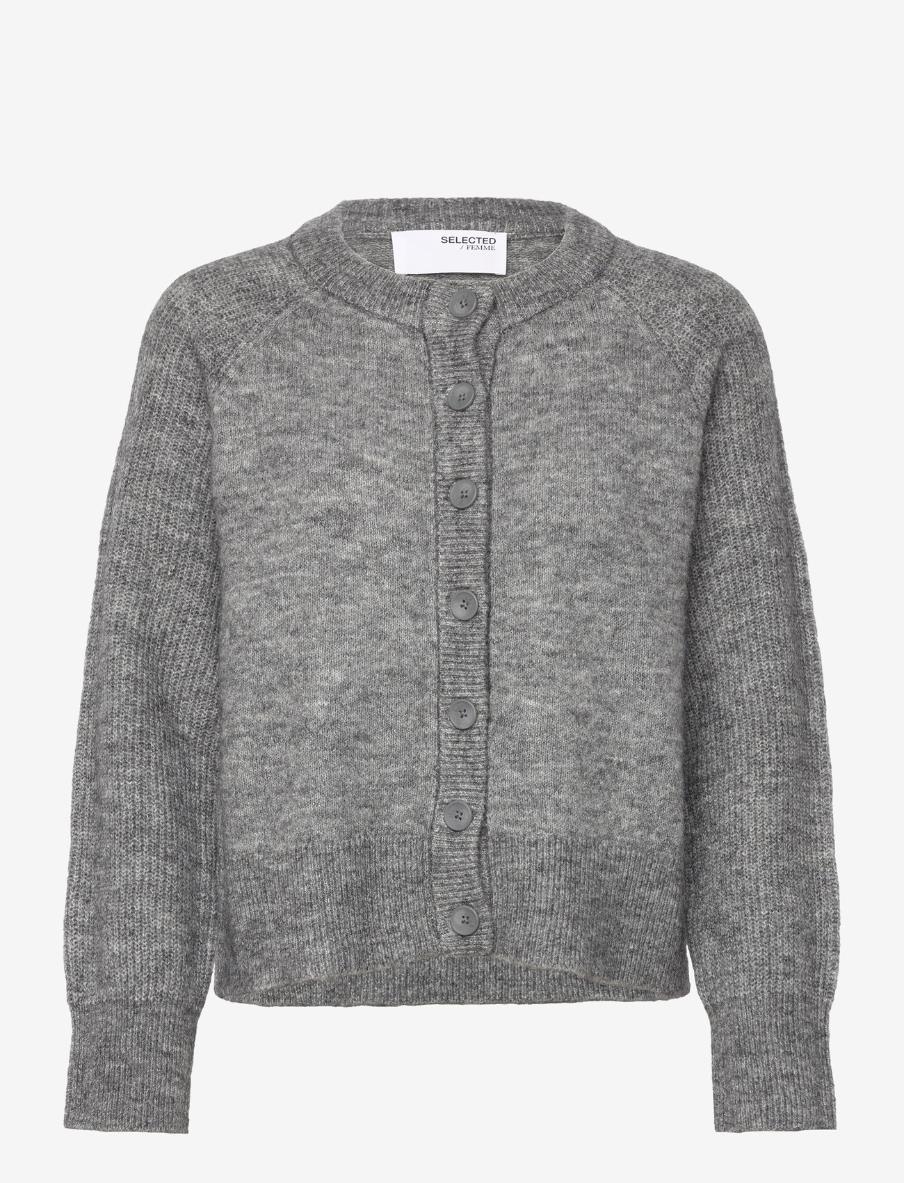 Selected - SLFRENA LS KNIT CARDIGAN CAMP - cardigans - medium grey melange - 0