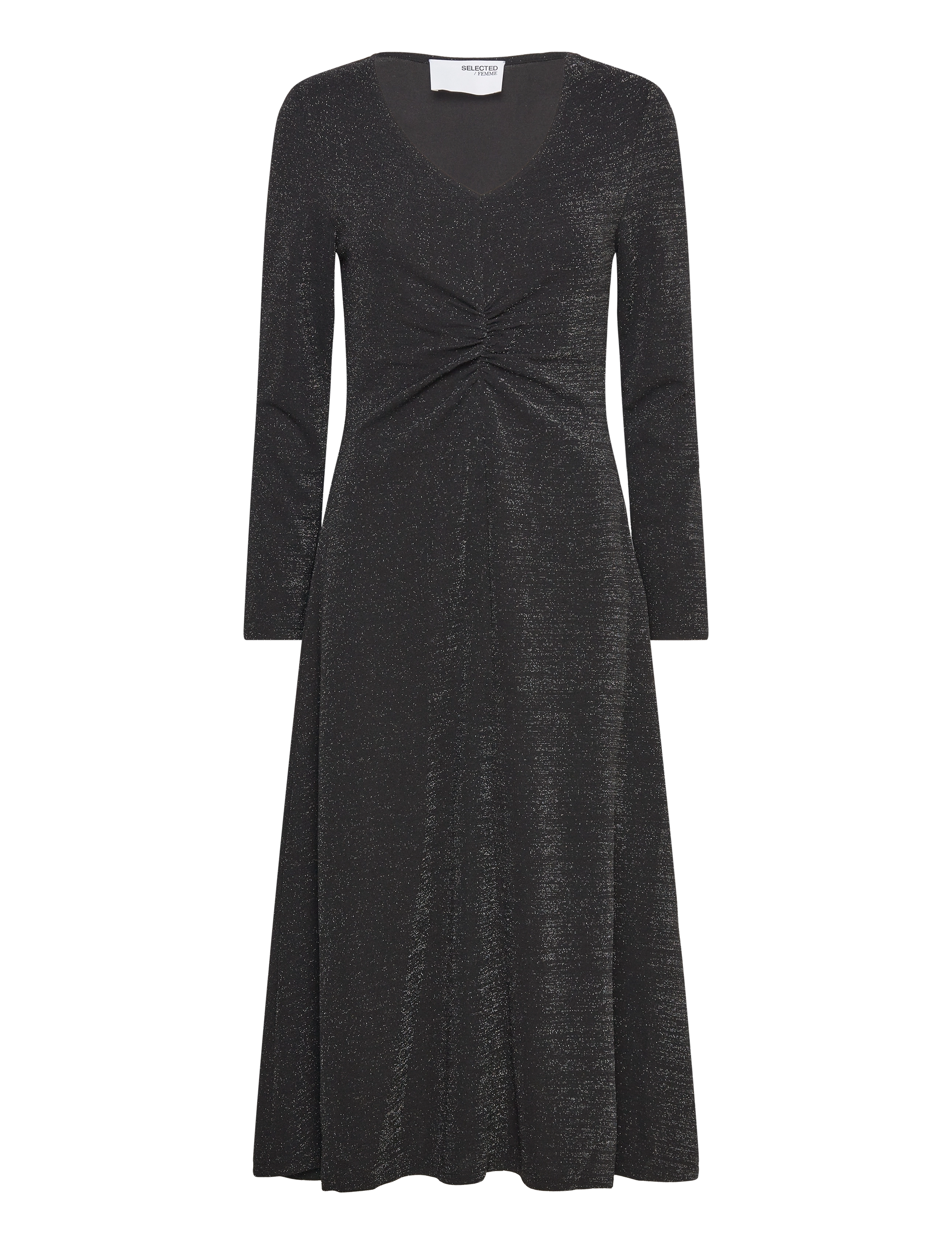 Selected SLFRUE LS MIDI GLITTER DRESS - Festklær til outlet-priser - BLACK / black