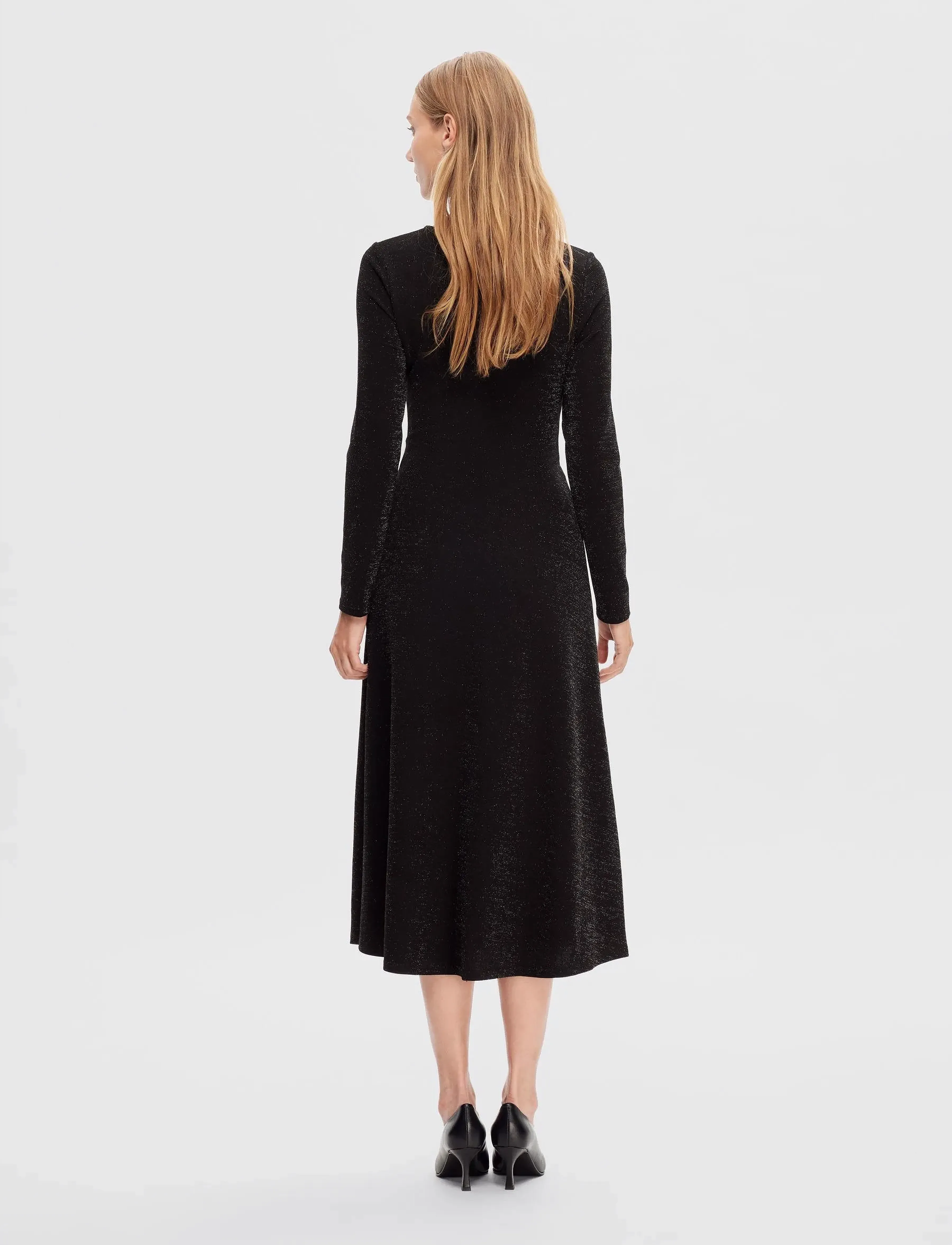 Selected - SLFRUE LS MIDI GLITTER DRESS - midi-kleider - black - 4