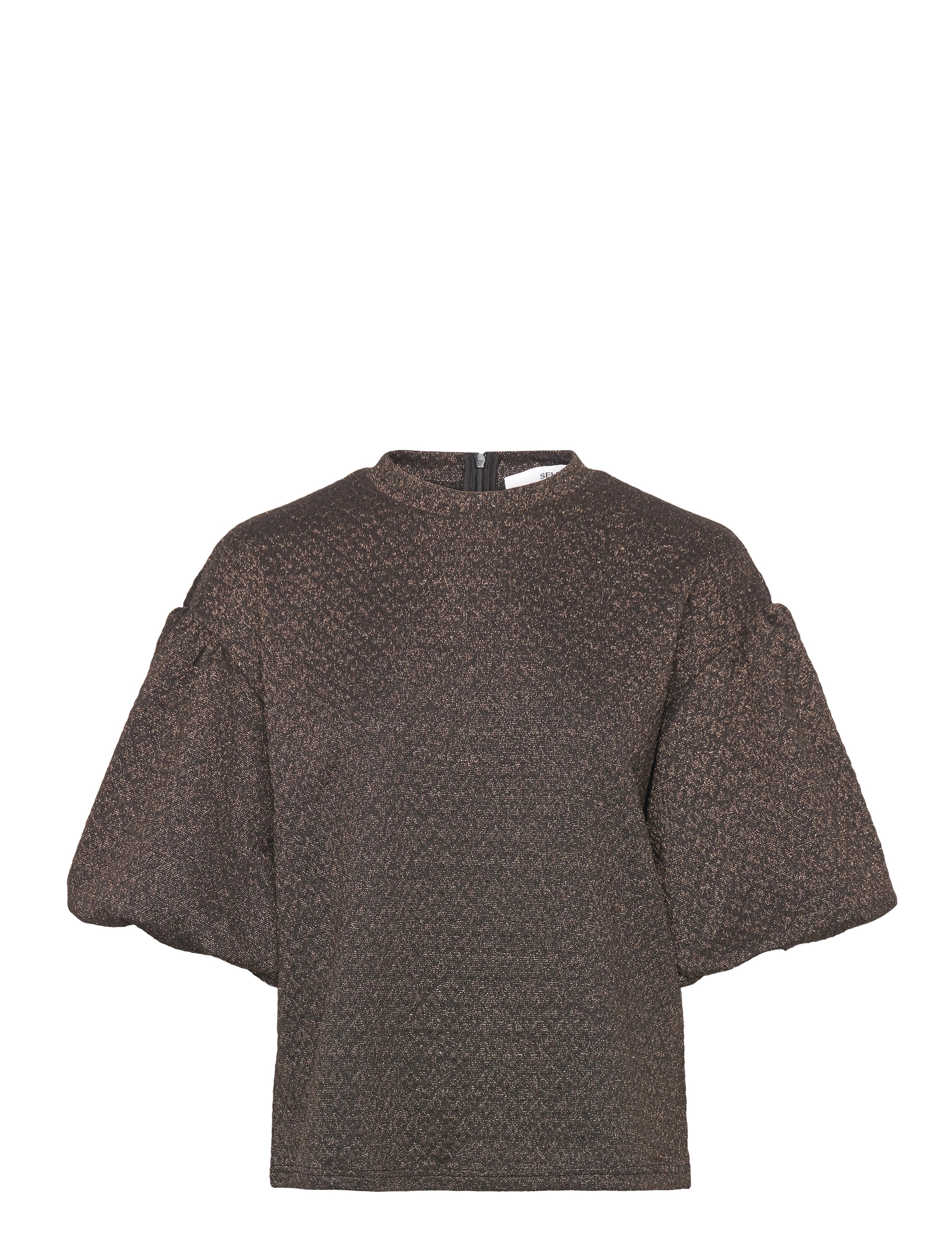 SELECTED Slfagnethe 2/4 O-Neck Jaquard Oberteil Braun - XS - Damen