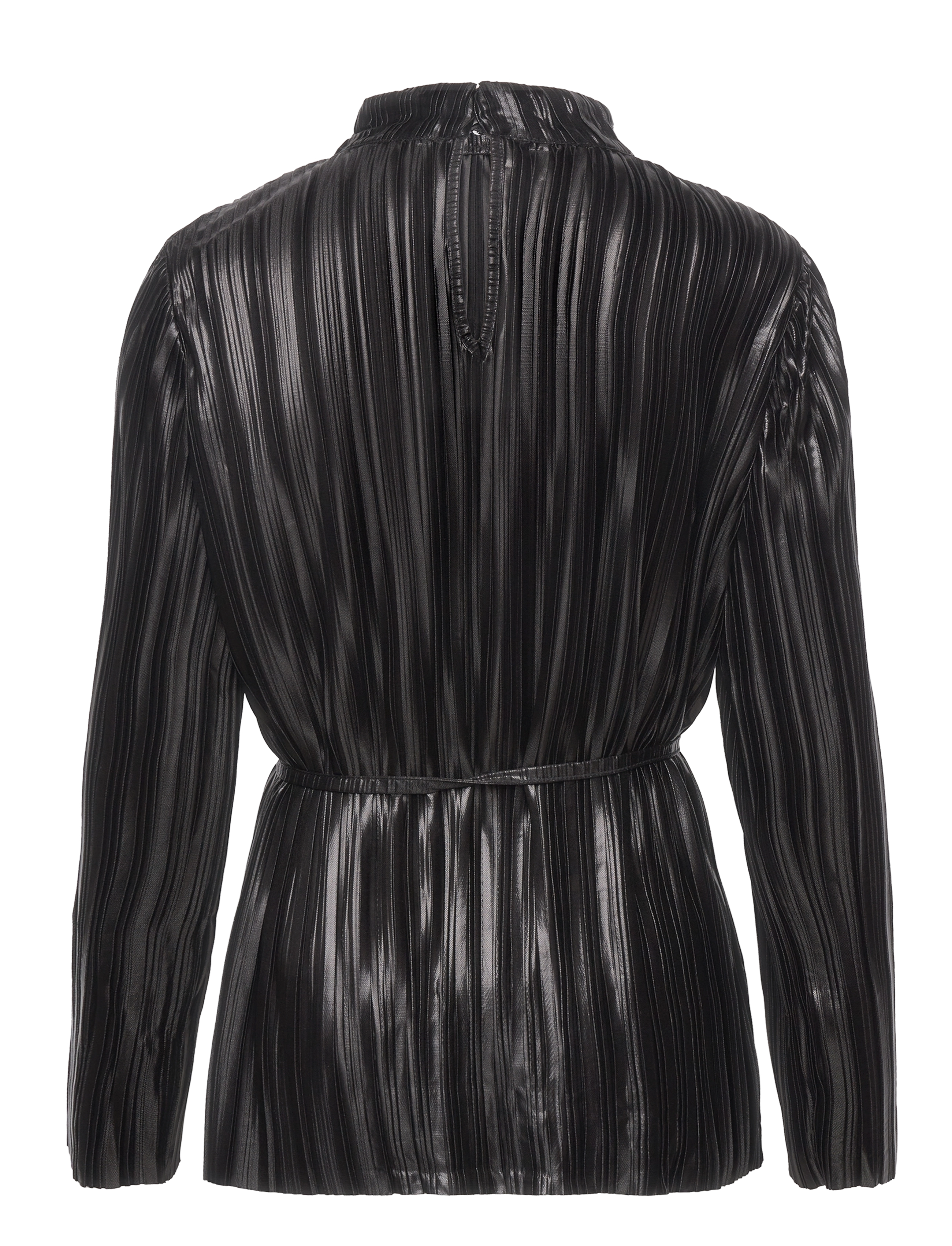 Selected - SLFNALINE LS HIGH NECK PLISSE TOP - langärmlige blusen - black - 2