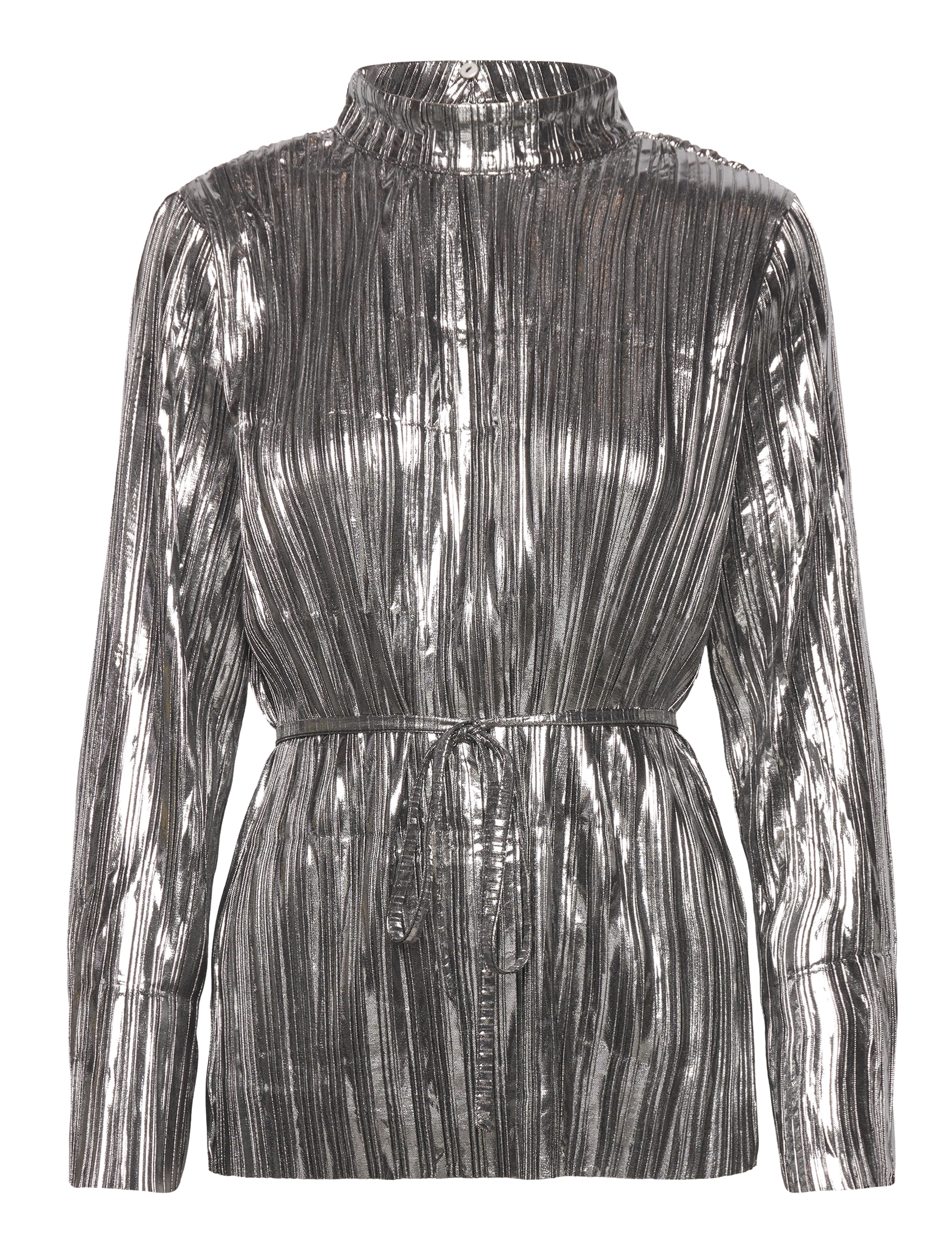Selected SLFNALINE LS HIGH NECK PLISSE TOP - Bluser - SILVER / silver