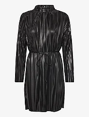 Selected Femme - SLFNALINE LS HIGH NECK SHORT PLISSE DRES - midi dresses - black - 0