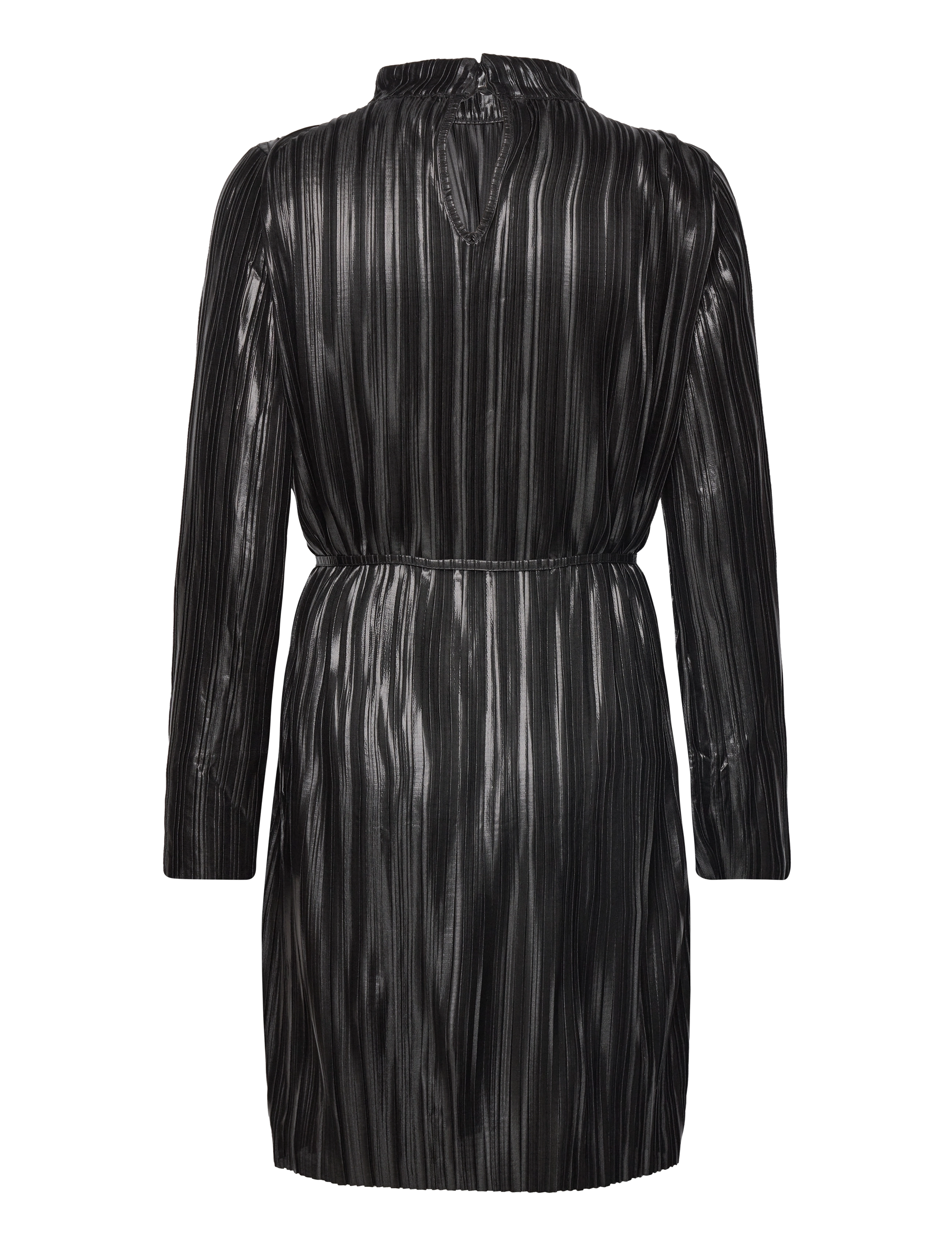 Selected - SLFNALINE LS HIGH NECK SHORT PLISSE DRES - festtøj til outletpriser - black - 1