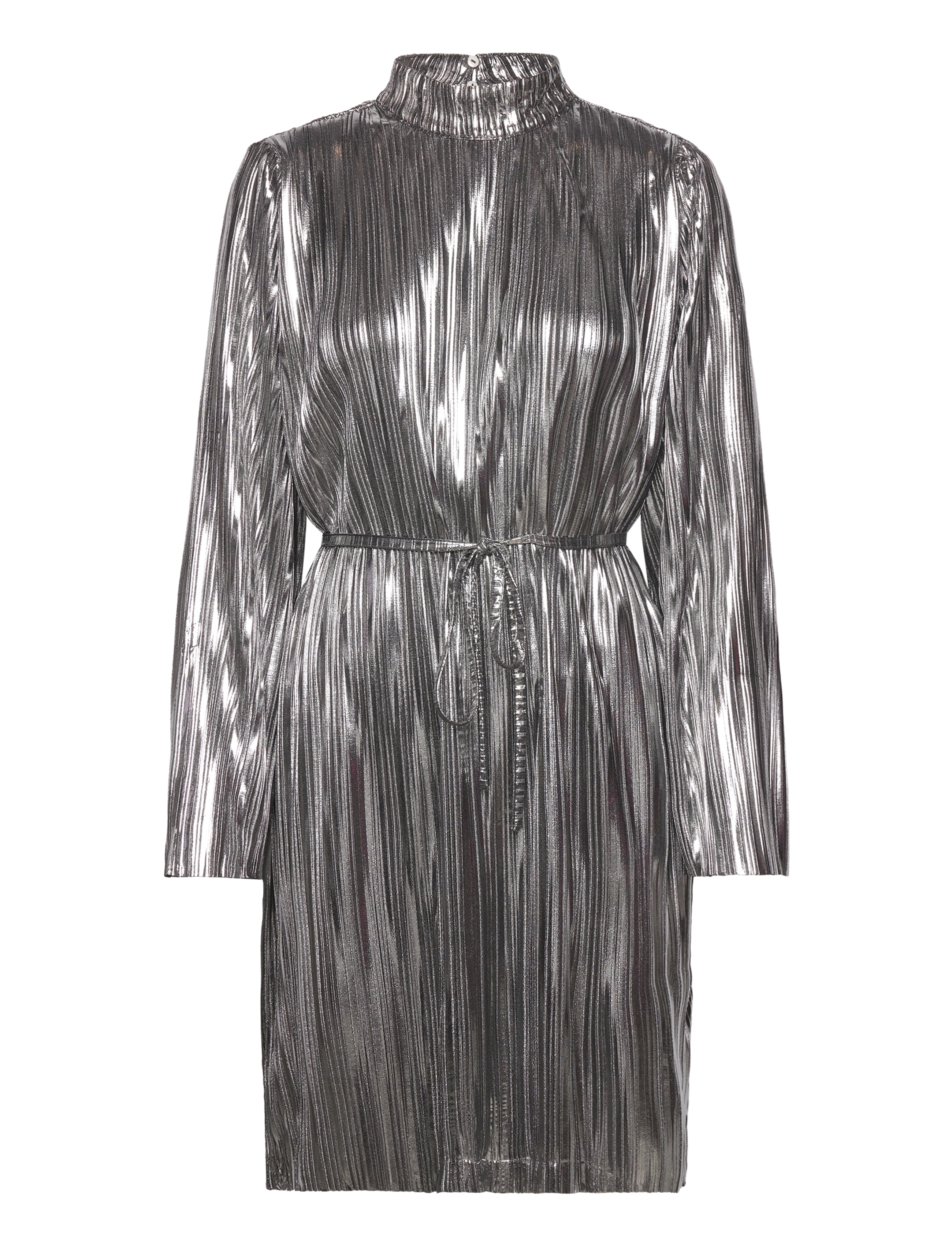 SELECTED Slfnaline Ls High Neck Kurz Plisse Dres Silber - M - Damen