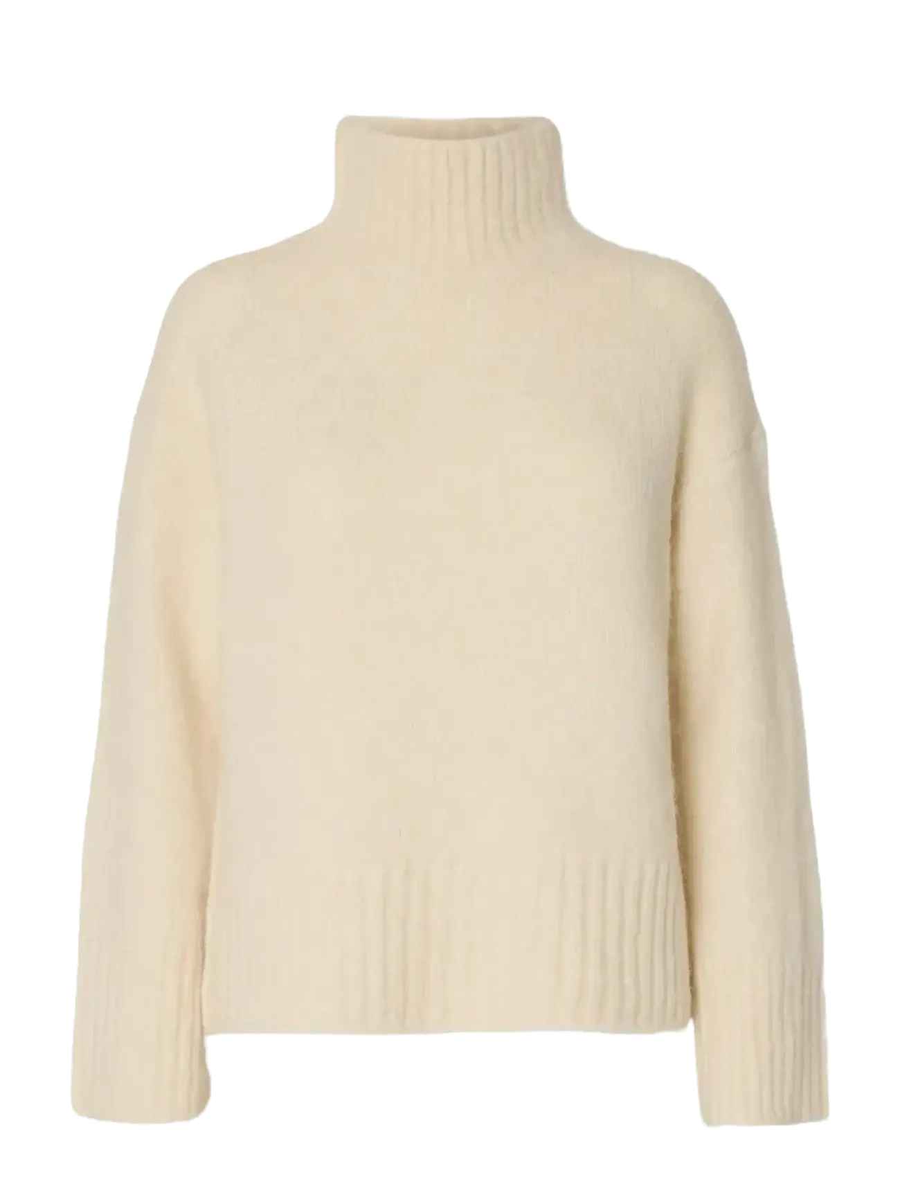 SELECTED Slfgabriella Ls Knit High Neck Noos Cream - L - Damen
