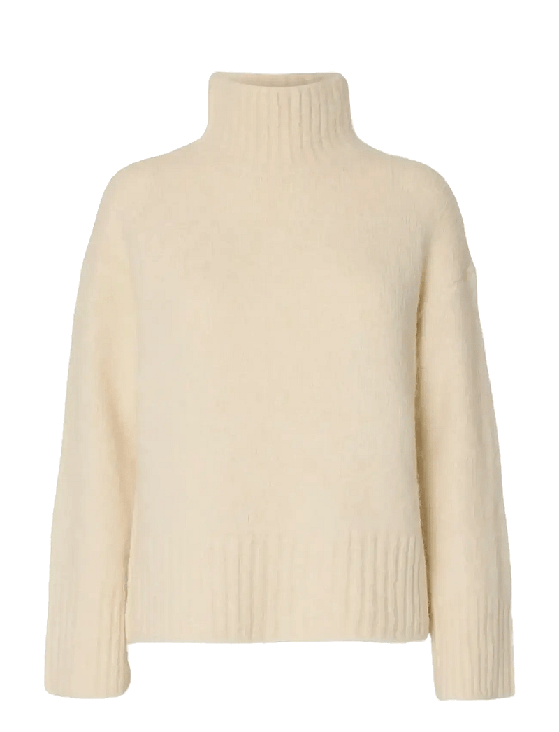Selected - SLWGABRIELLA LS KNIT HIGH NECK NOOS - stickade tröjor - birch - 1