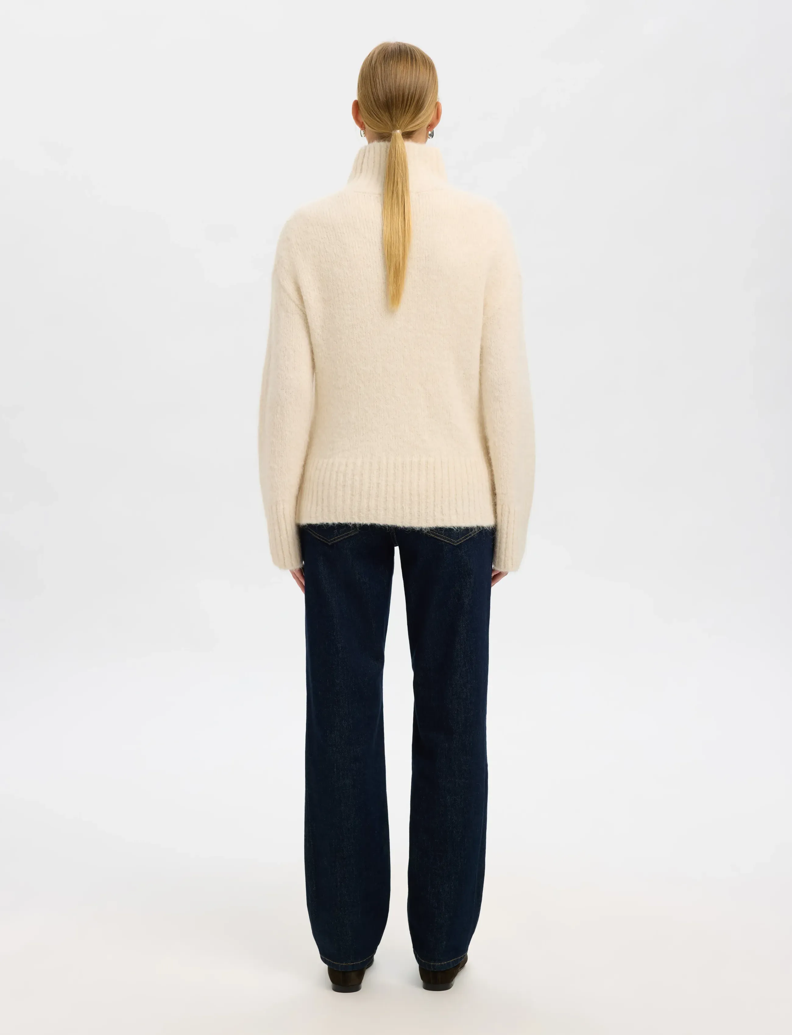 Selected - SLFGABRIELLA LS KNIT HIGH NECK NOOS - striktrøjer - birch - 2