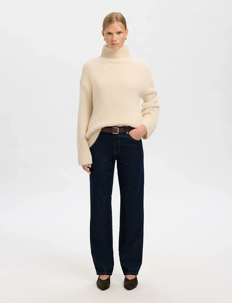 Selected - SLWGABRIELLA LS KNIT HIGH NECK NOOS - stickade tröjor - birch - 3