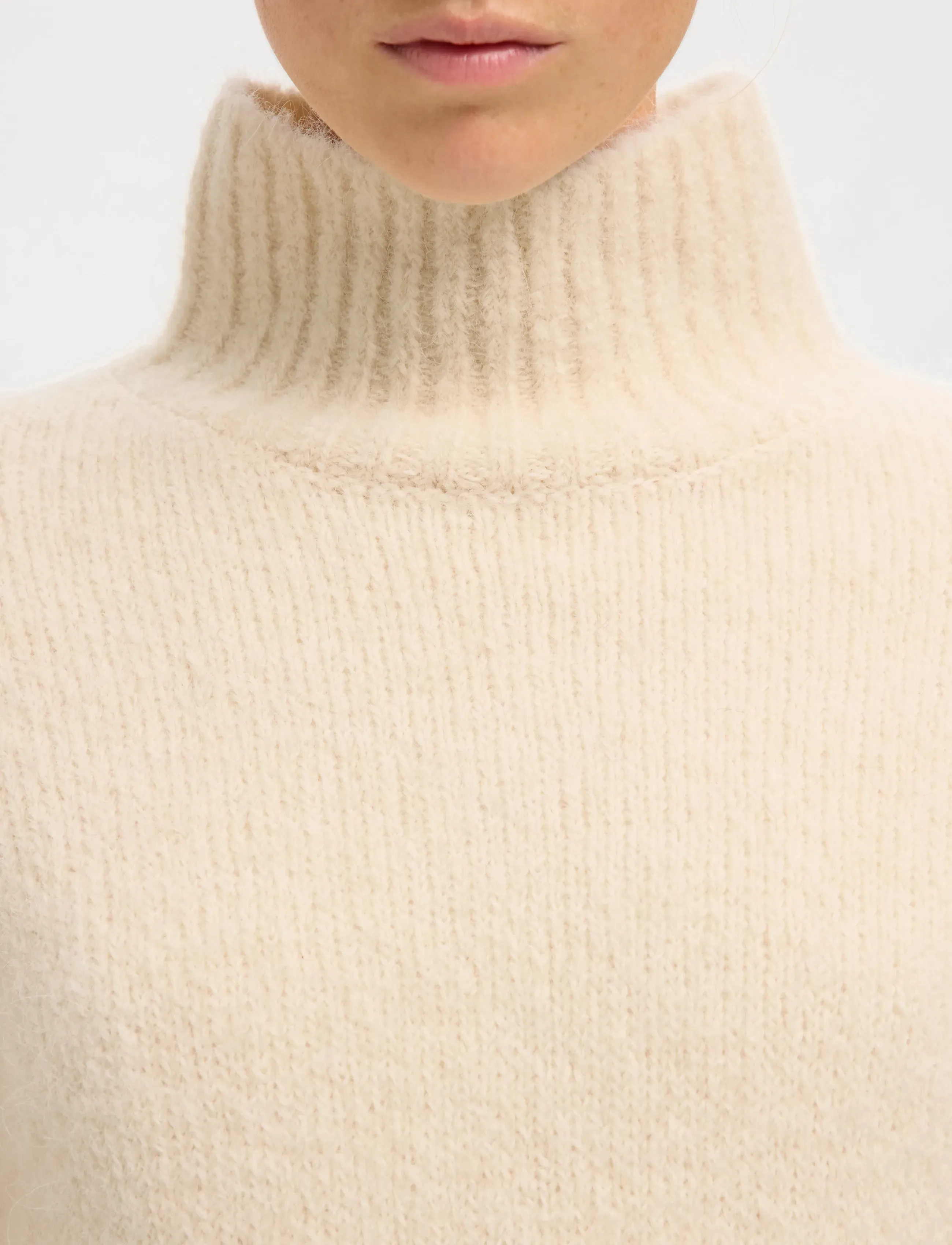 Selected - SLFGABRIELLA LS KNIT HIGH NECK NOOS - striktrøjer - birch - 4