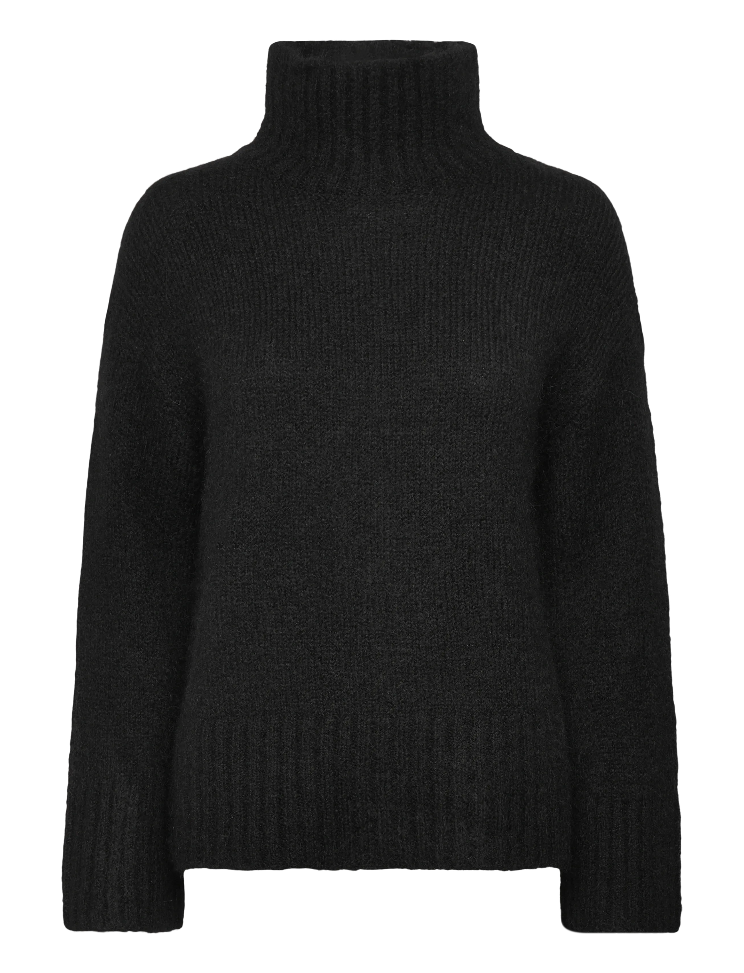 Selected SLFGABRIELLA LS KNIT HIGH NECK NOOS - Kläder - BLACK / black