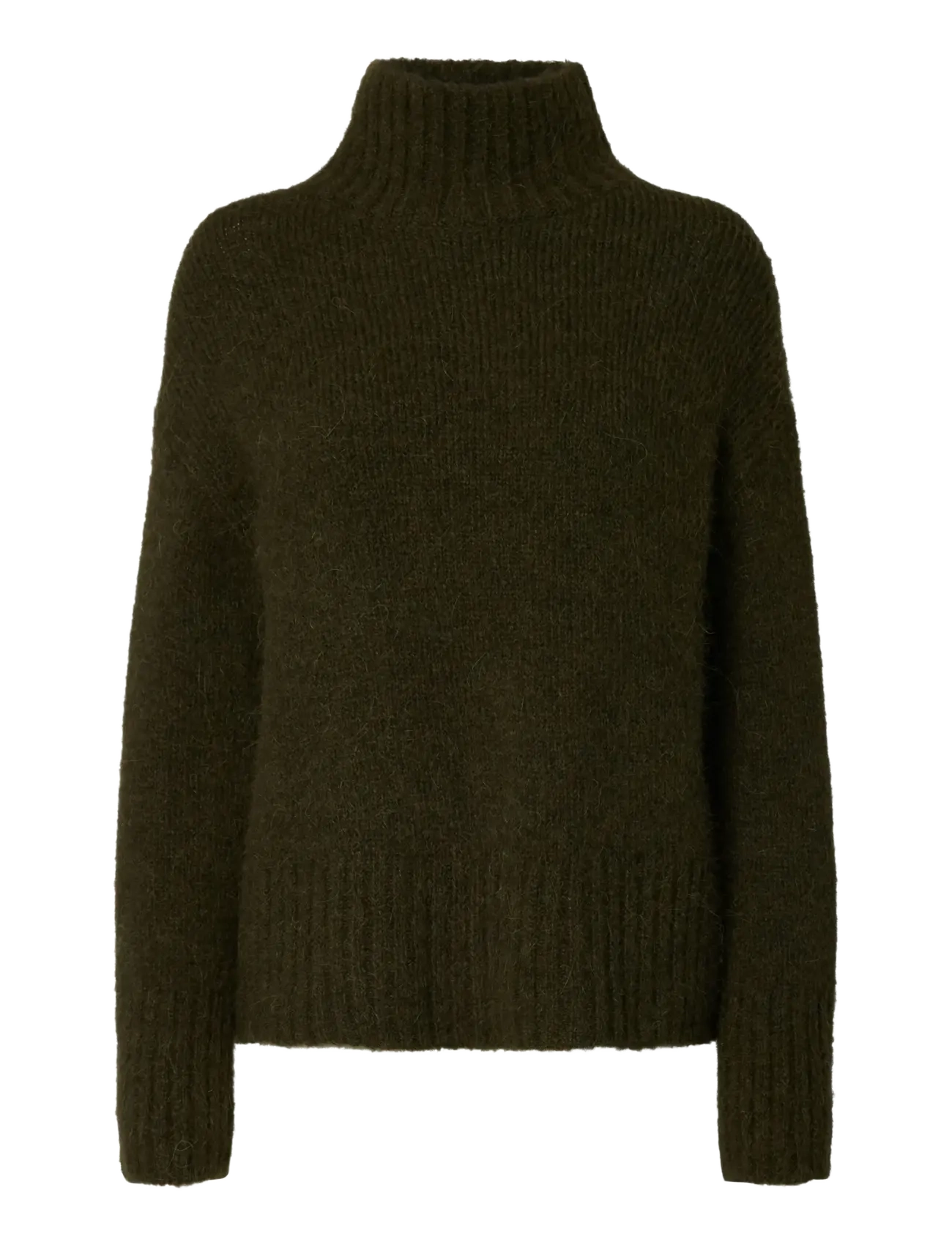 Selected SLWGABRIELLA LS KNIT HIGH NECK NOOS - Pullover - DEEP DEPTHS / khaki/green