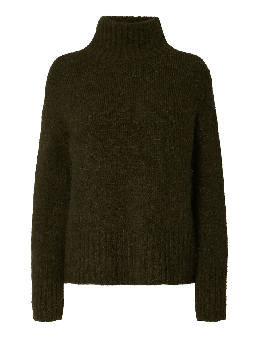 Selected - SLWGABRIELLA LS KNIT HIGH NECK NOOS - pullover - deep depths - 1