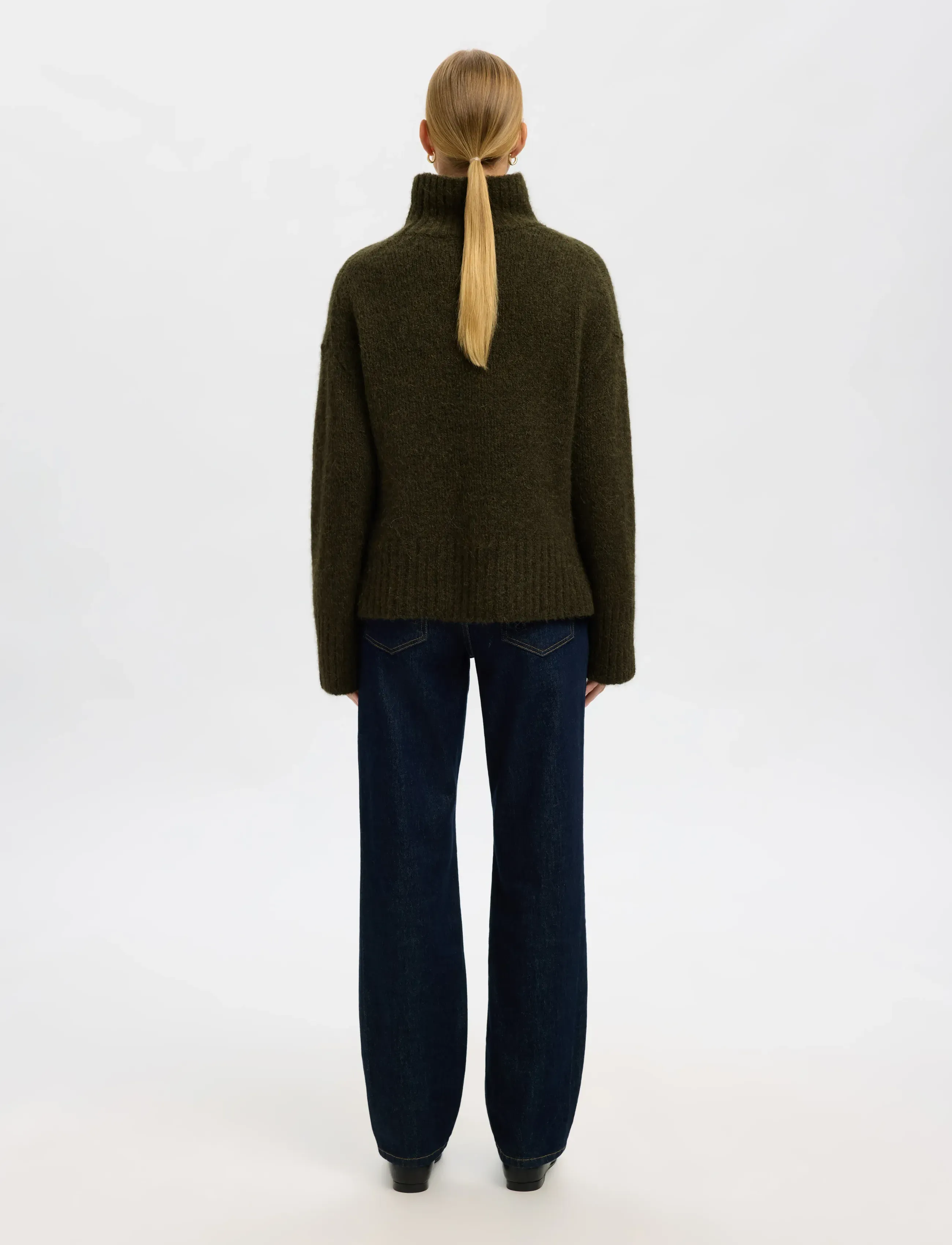 Selected - SLWGABRIELLA LS KNIT HIGH NECK NOOS - pullover - deep depths - 2