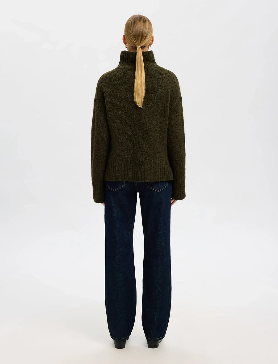 Selected - SLWGABRIELLA LS KNIT HIGH NECK NOOS - pullover - deep depths - 2