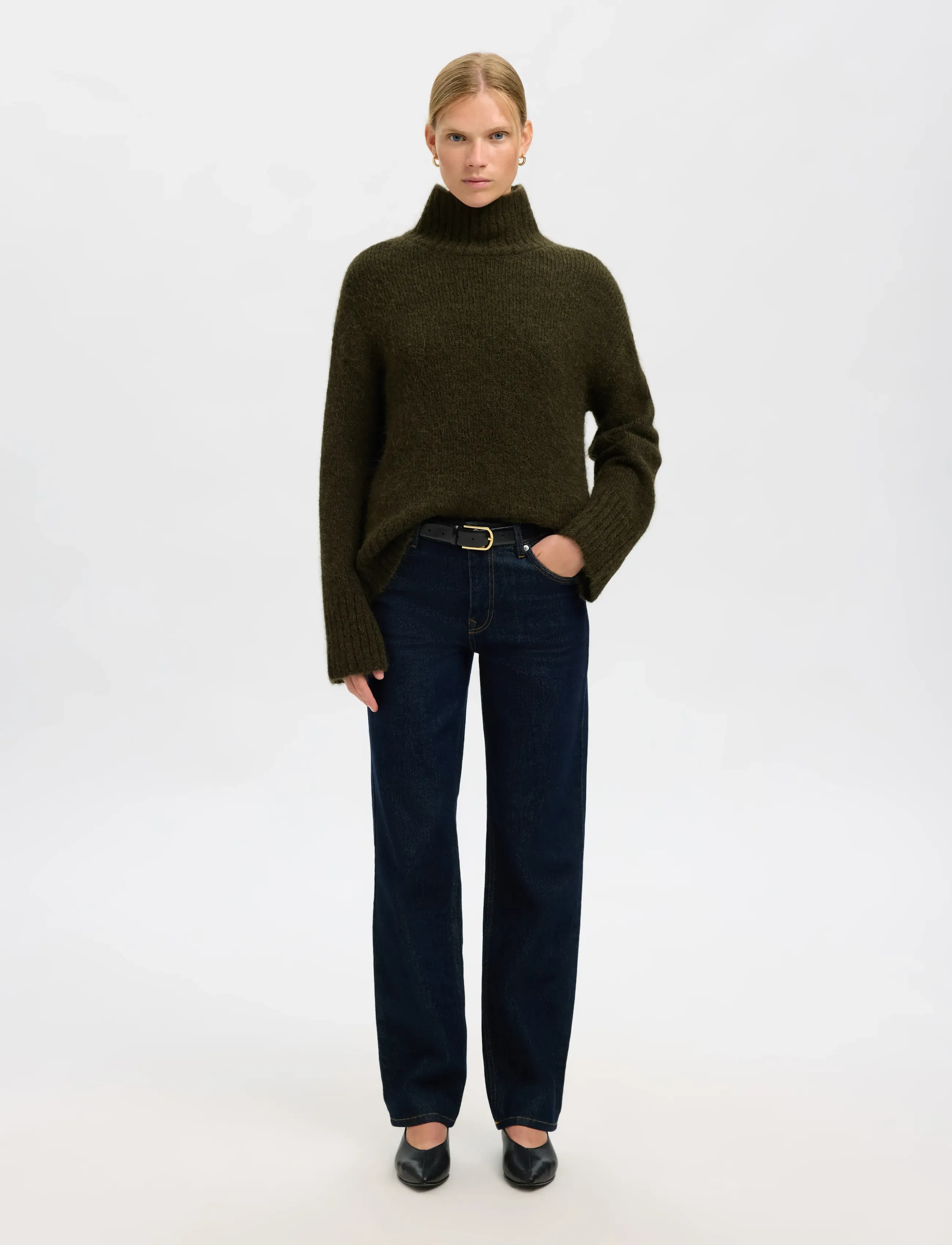 Selected - SLWGABRIELLA LS KNIT HIGH NECK NOOS - pullover - deep depths - 3