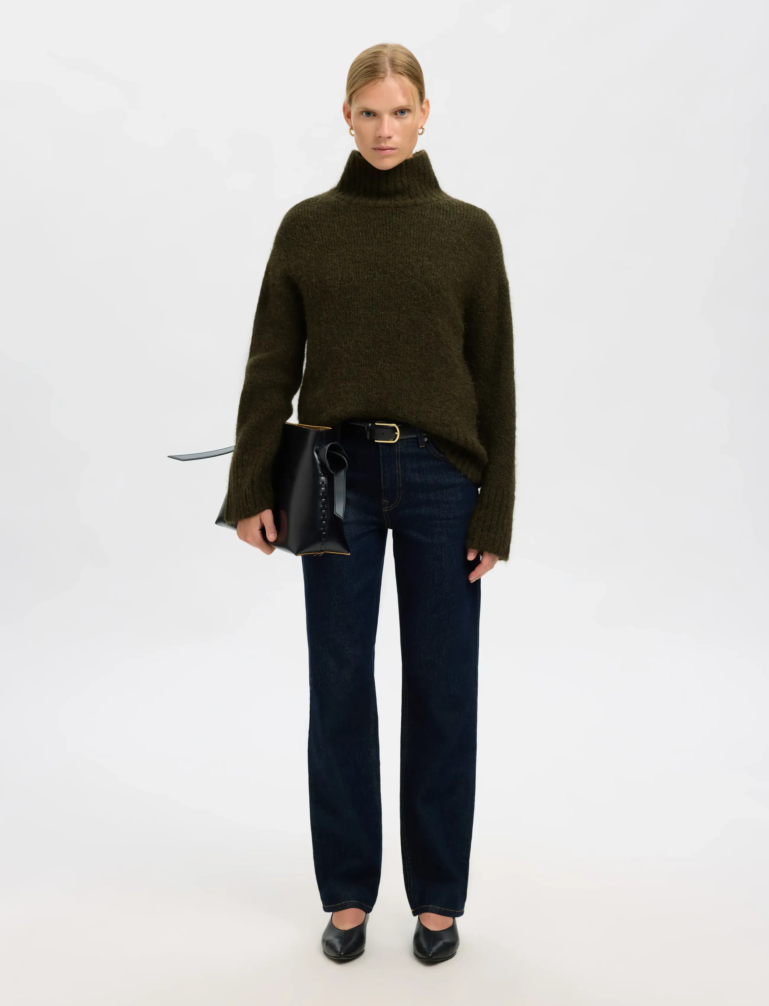 Selected - SLWGABRIELLA LS KNIT HIGH NECK NOOS - pullover - deep depths - 5
