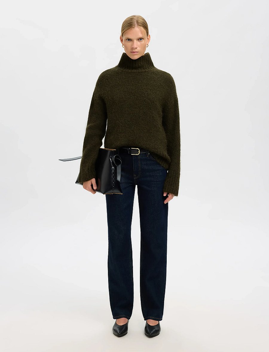 Selected - SLWGABRIELLA LS KNIT HIGH NECK NOOS - pullover - deep depths - 5