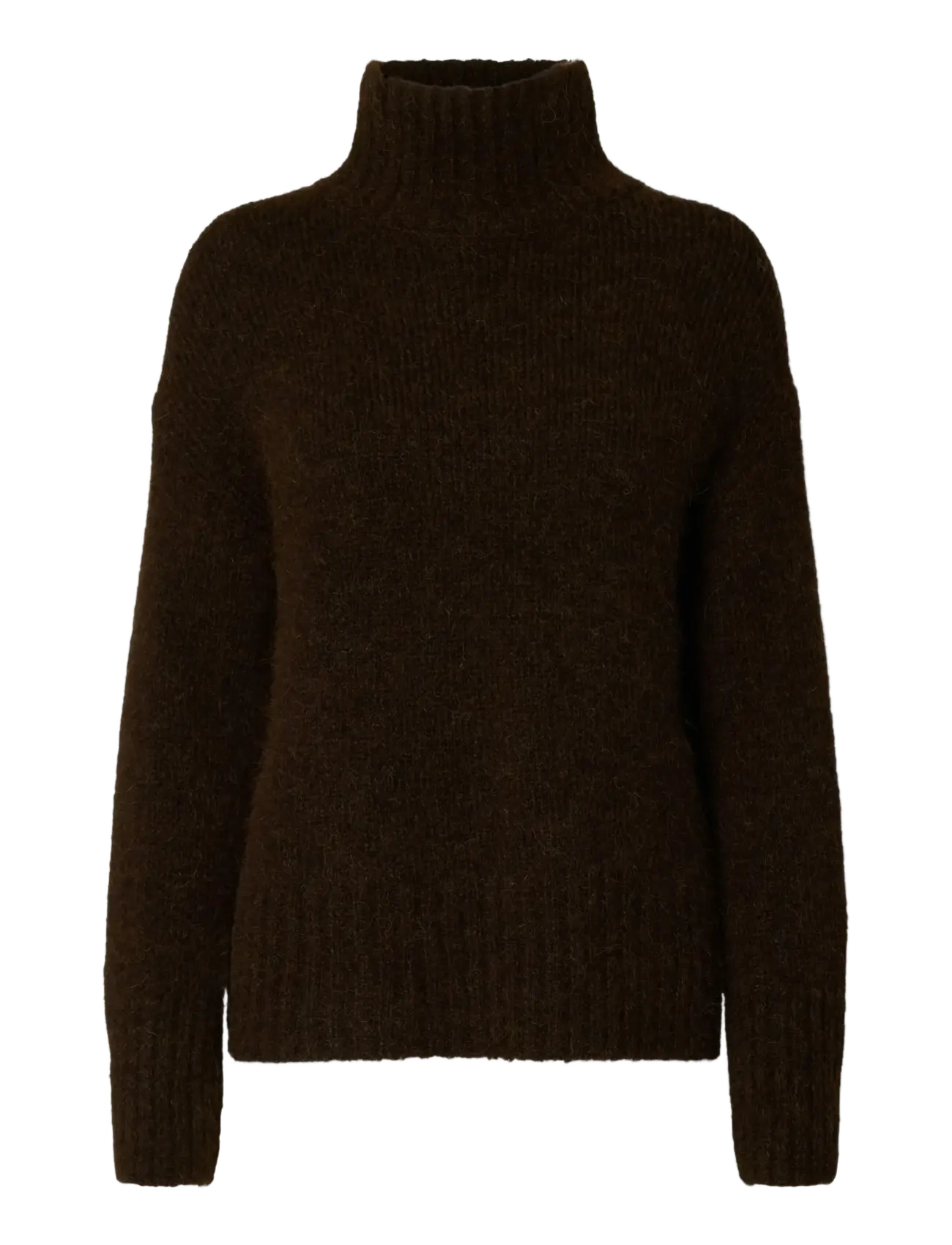 Selected SLWGABRIELLA LS KNIT HIGH NECK NOOS - Pullover - DELICIOSO / brown