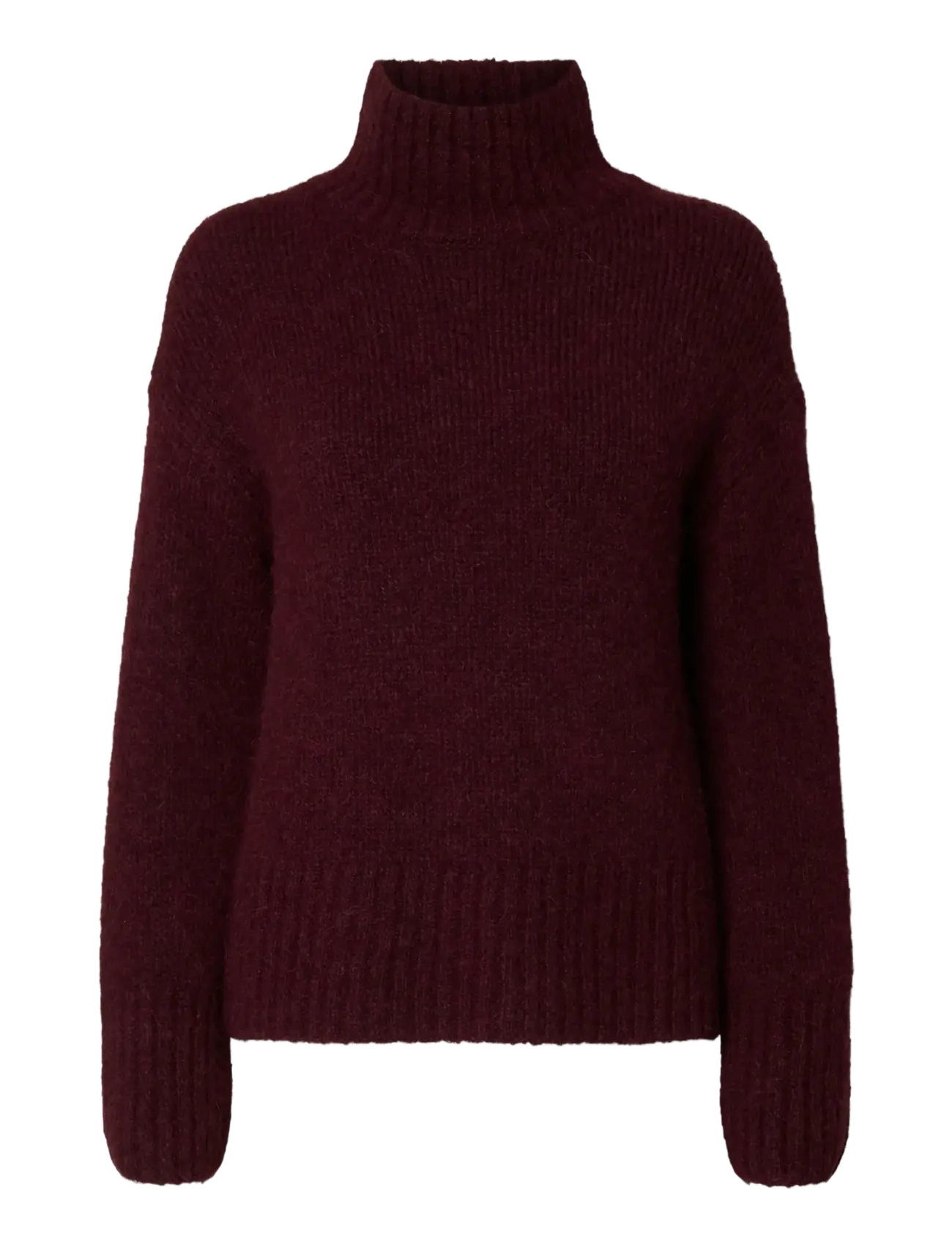 Selected SLWGABRIELLA LS KNIT HIGH NECK NOOS - Rollkragenpullover - FIG / burgundy