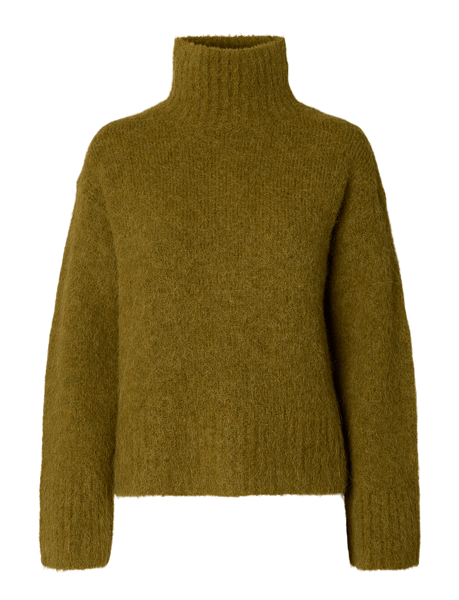 Selected - SLWGABRIELLA LS KNIT HIGH NECK NOOS - pullover - fir green - 1