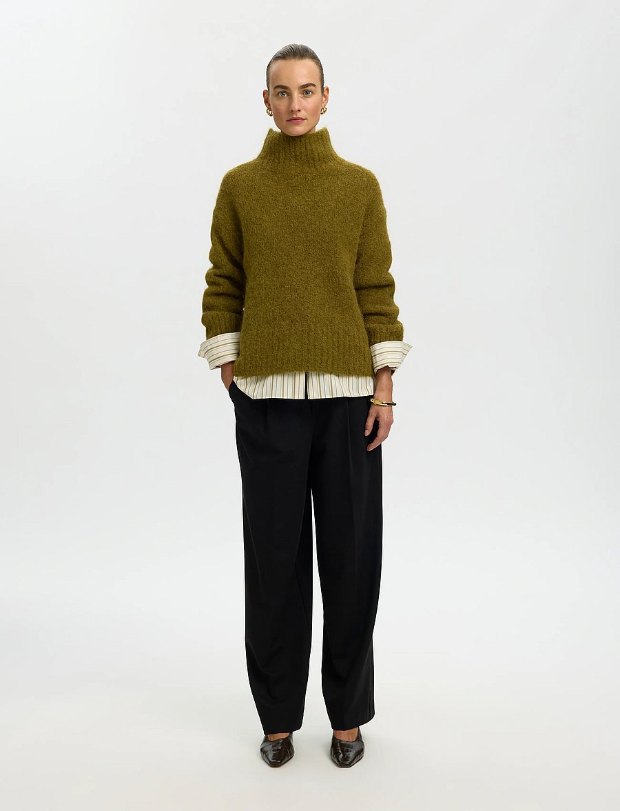 Selected - SLWGABRIELLA LS KNIT HIGH NECK NOOS - pullover - fir green - 3