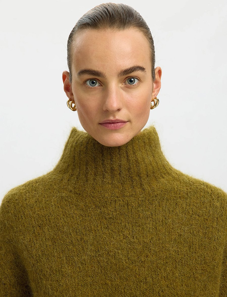 Selected - SLWGABRIELLA LS KNIT HIGH NECK NOOS - pullover - fir green - 4