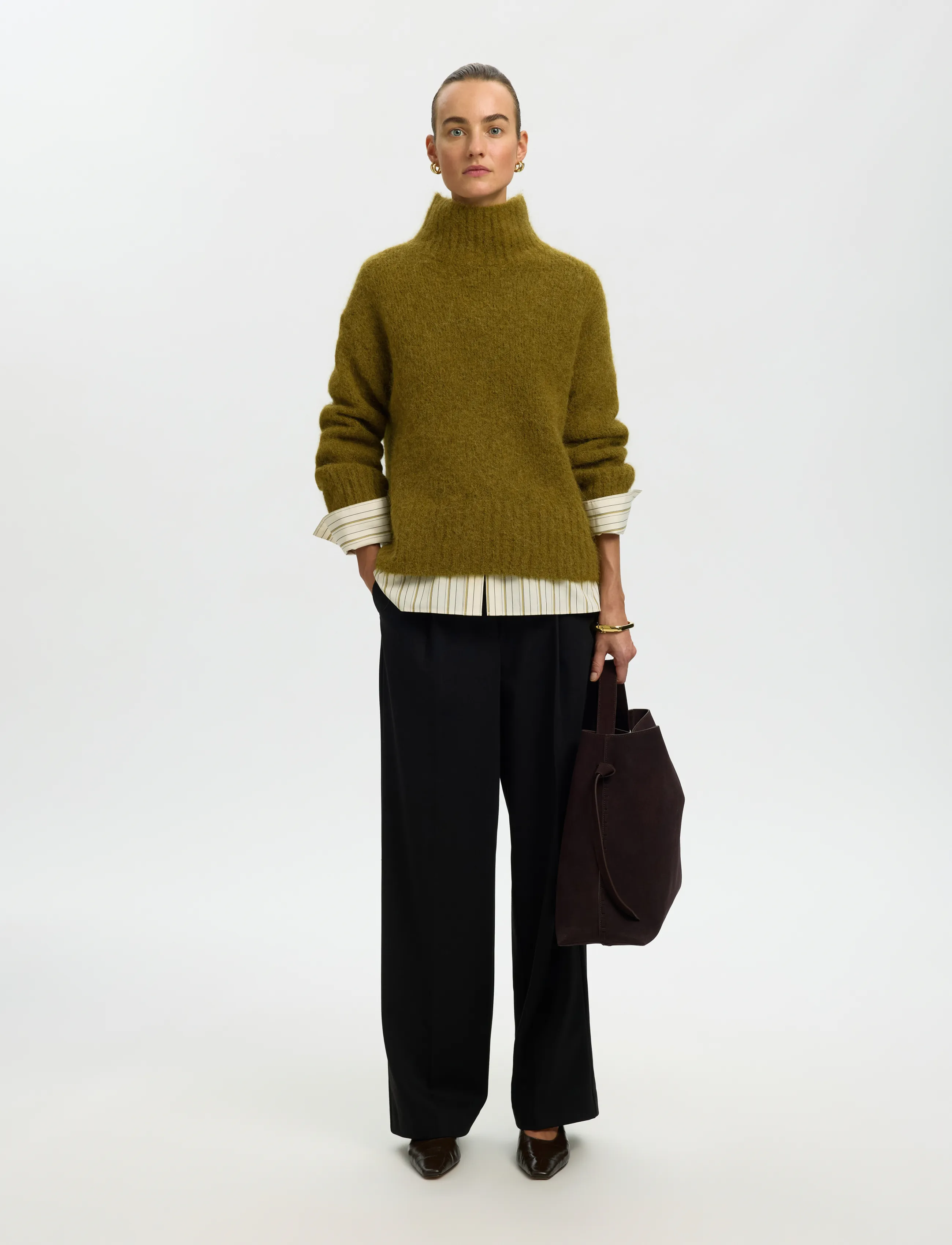 Selected - SLWGABRIELLA LS KNIT HIGH NECK NOOS - pullover - fir green - 5
