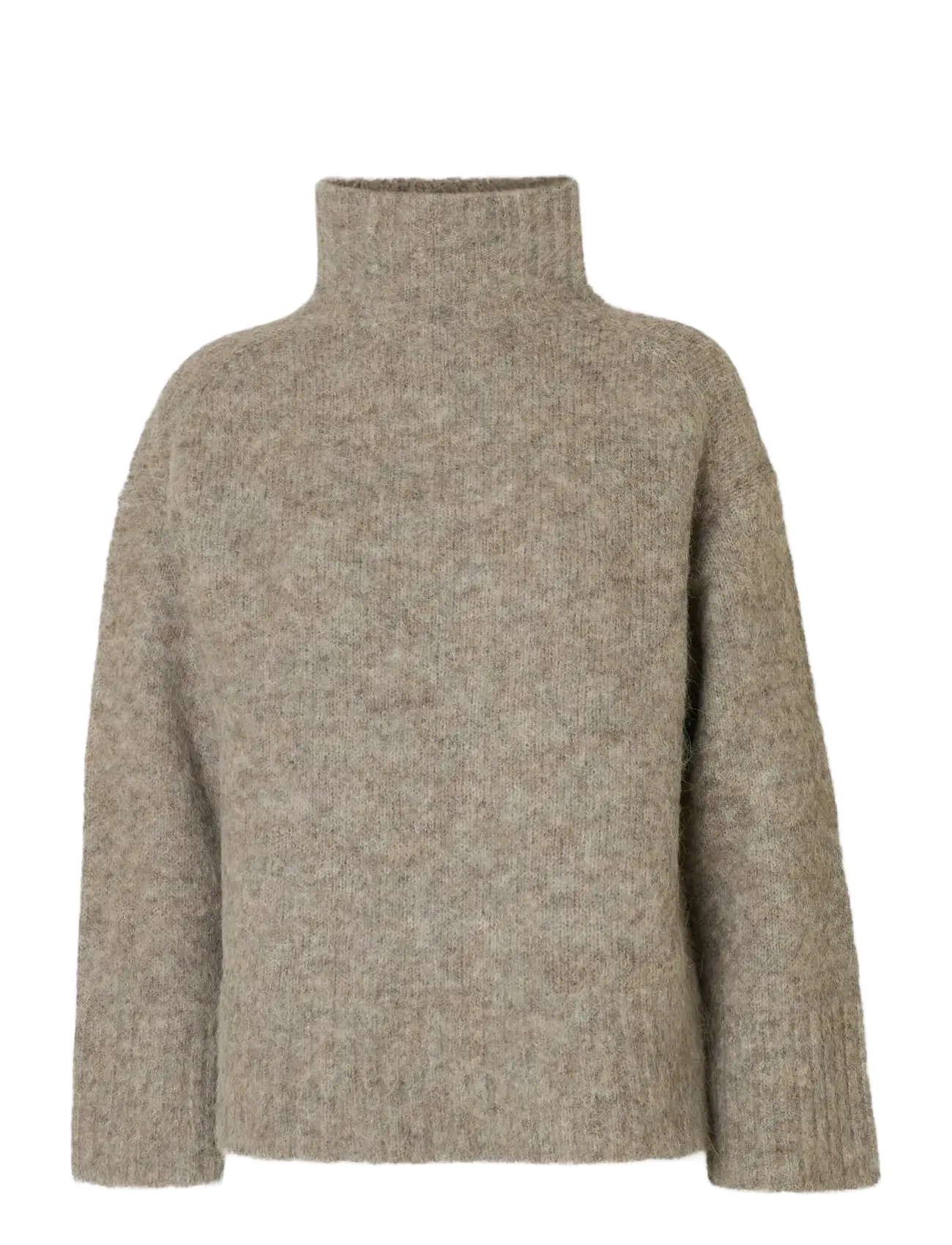 Selected SLWGABRIELLA LS KNIT HIGH NECK NOOS - Tøj - STEEL GRAY / grey