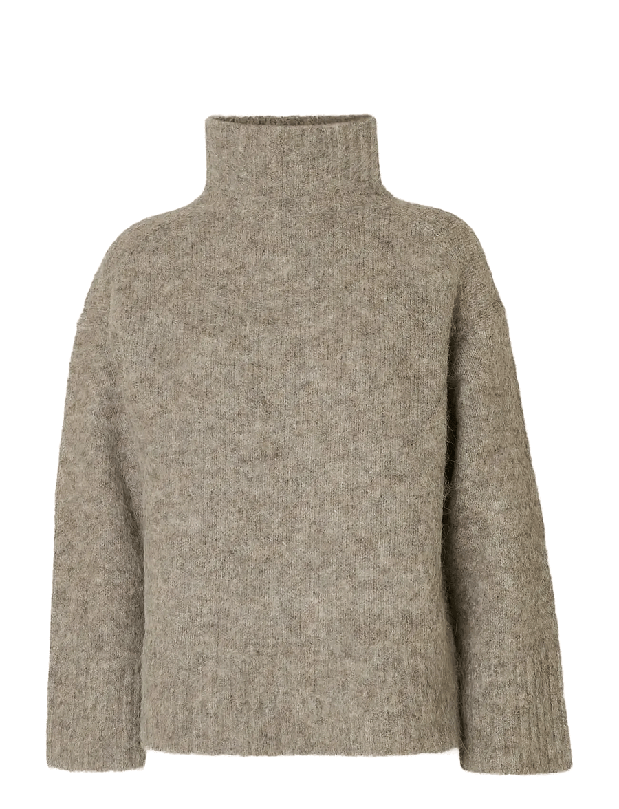 Selected - SLFGABRIELLA LS KNIT HIGH NECK NOOS - pullover - steel gray - 1