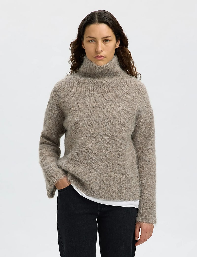 Selected - SLWGABRIELLA LS KNIT HIGH NECK NOOS - pullover - steel gray - 0