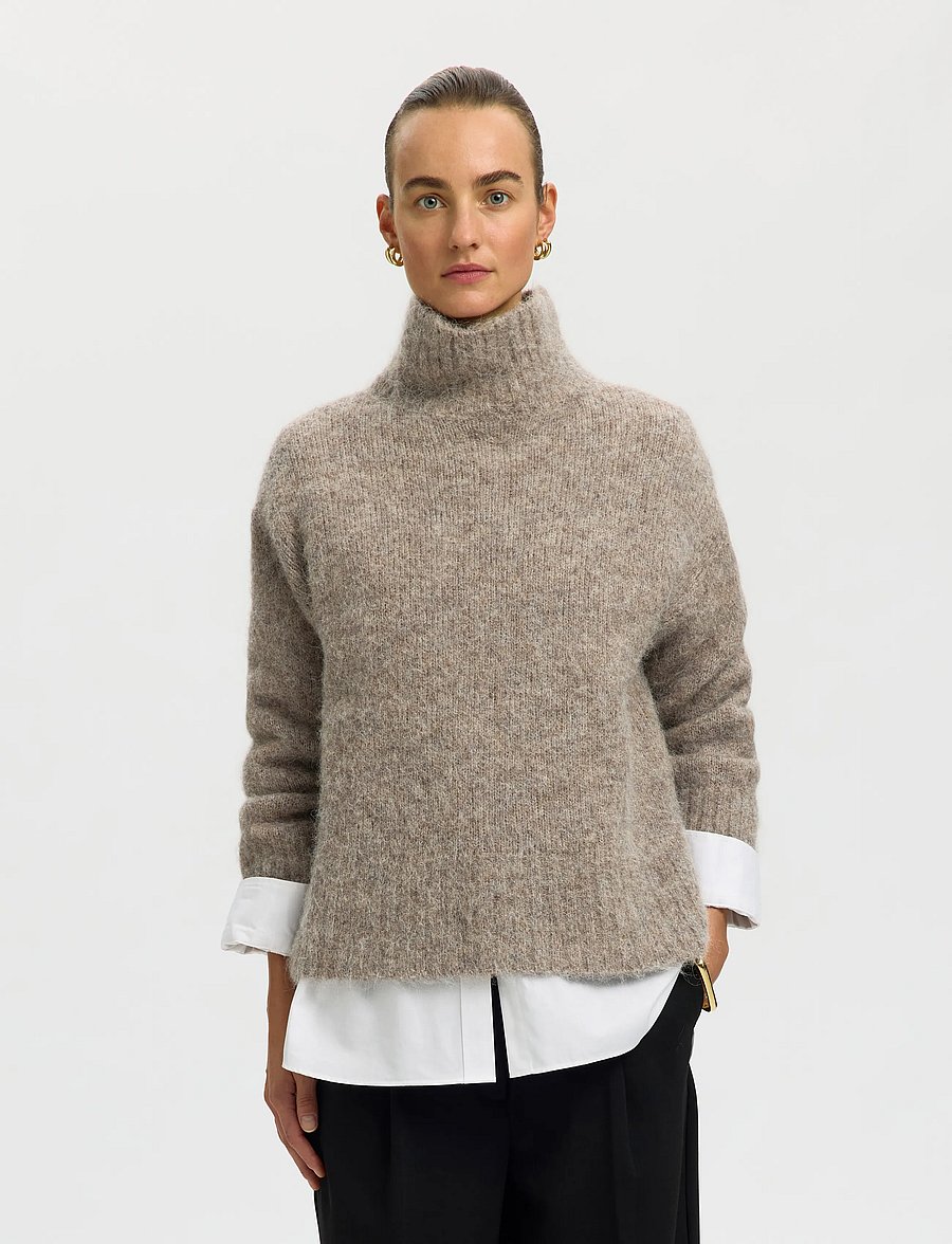 Selected - SLWGABRIELLA LS KNIT HIGH NECK NOOS - pullover - steel gray - 0