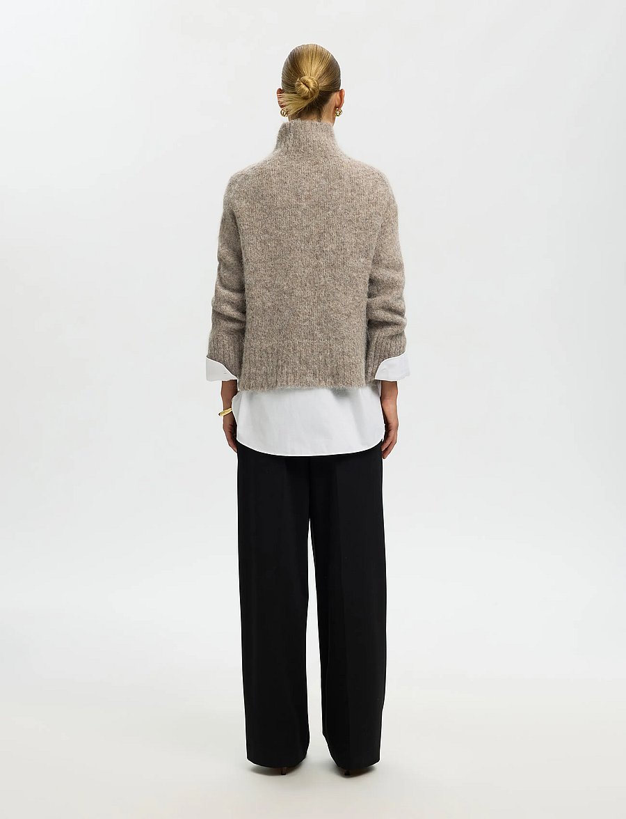Selected - SLWGABRIELLA LS KNIT HIGH NECK NOOS - pullover - steel gray - 2