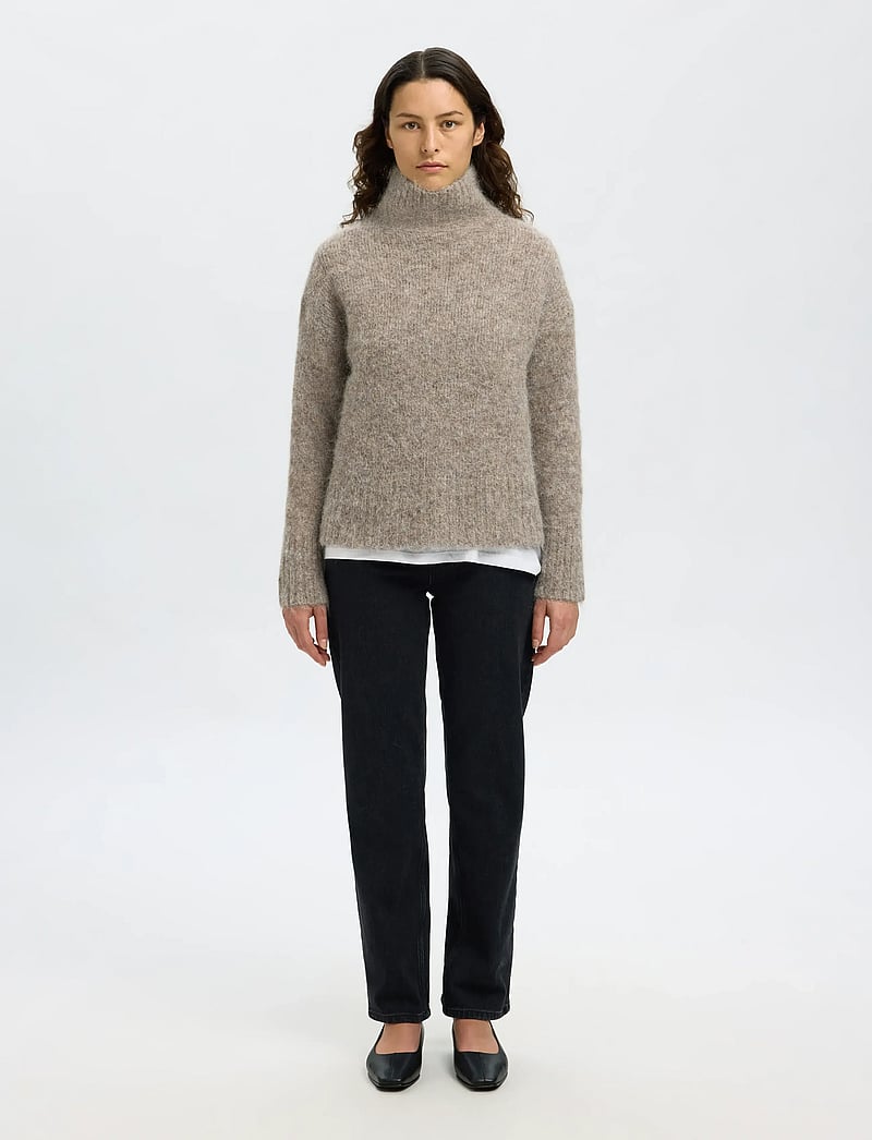 Selected - SLWGABRIELLA LS KNIT HIGH NECK NOOS - pullover - steel gray - 3