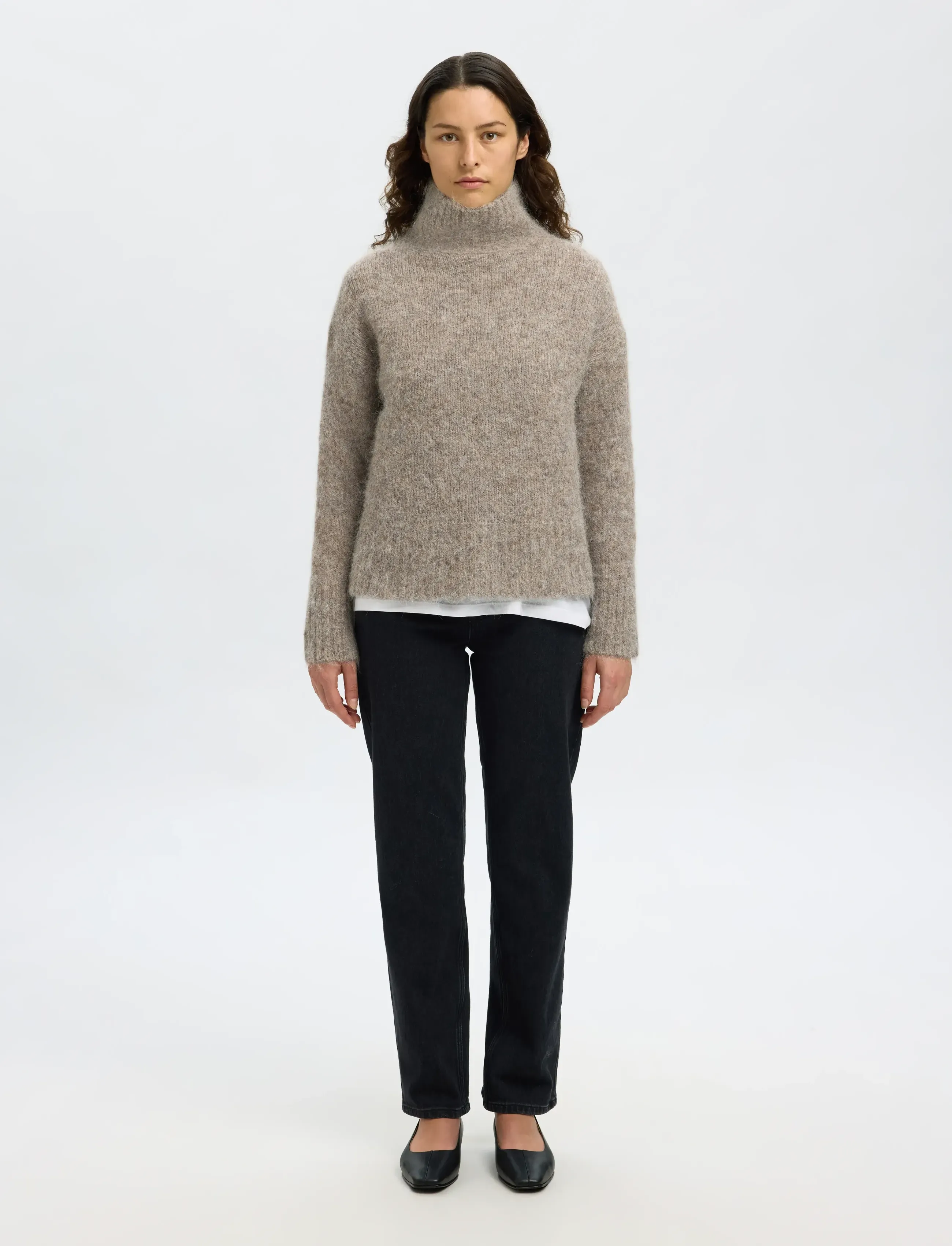 Selected - SLFGABRIELLA LS KNIT HIGH NECK NOOS - striktrøjer - steel gray - 3