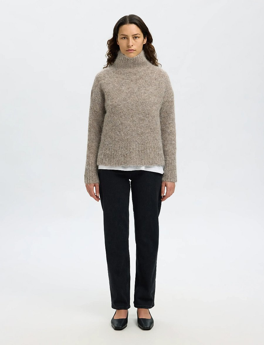 Selected - SLFGABRIELLA LS KNIT HIGH NECK NOOS - pullover - steel gray - 3