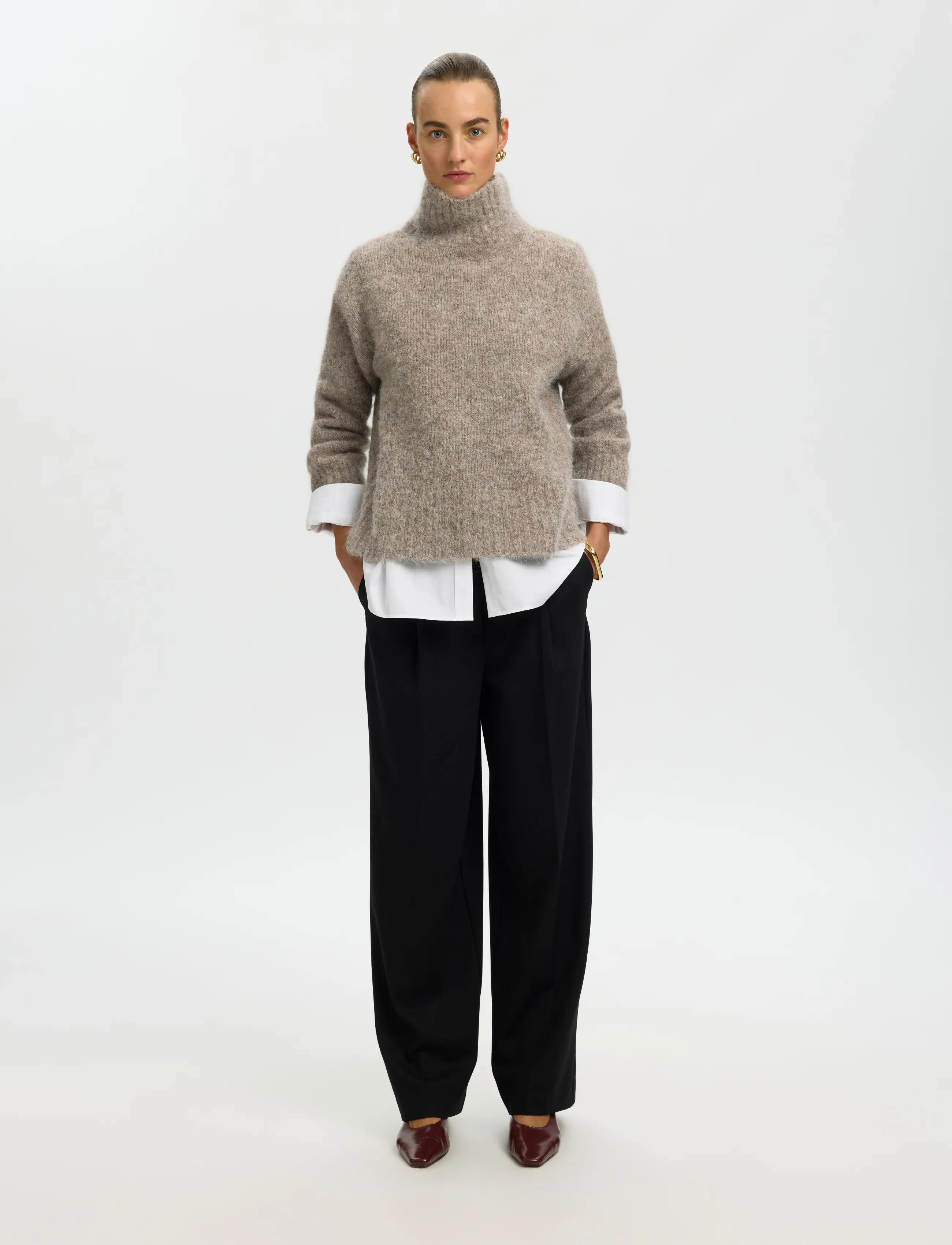 Selected - SLWGABRIELLA LS KNIT HIGH NECK NOOS - pullover - steel gray - 3