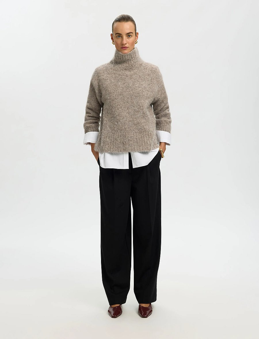 Selected - SLWGABRIELLA LS KNIT HIGH NECK NOOS - pullover - steel gray - 3