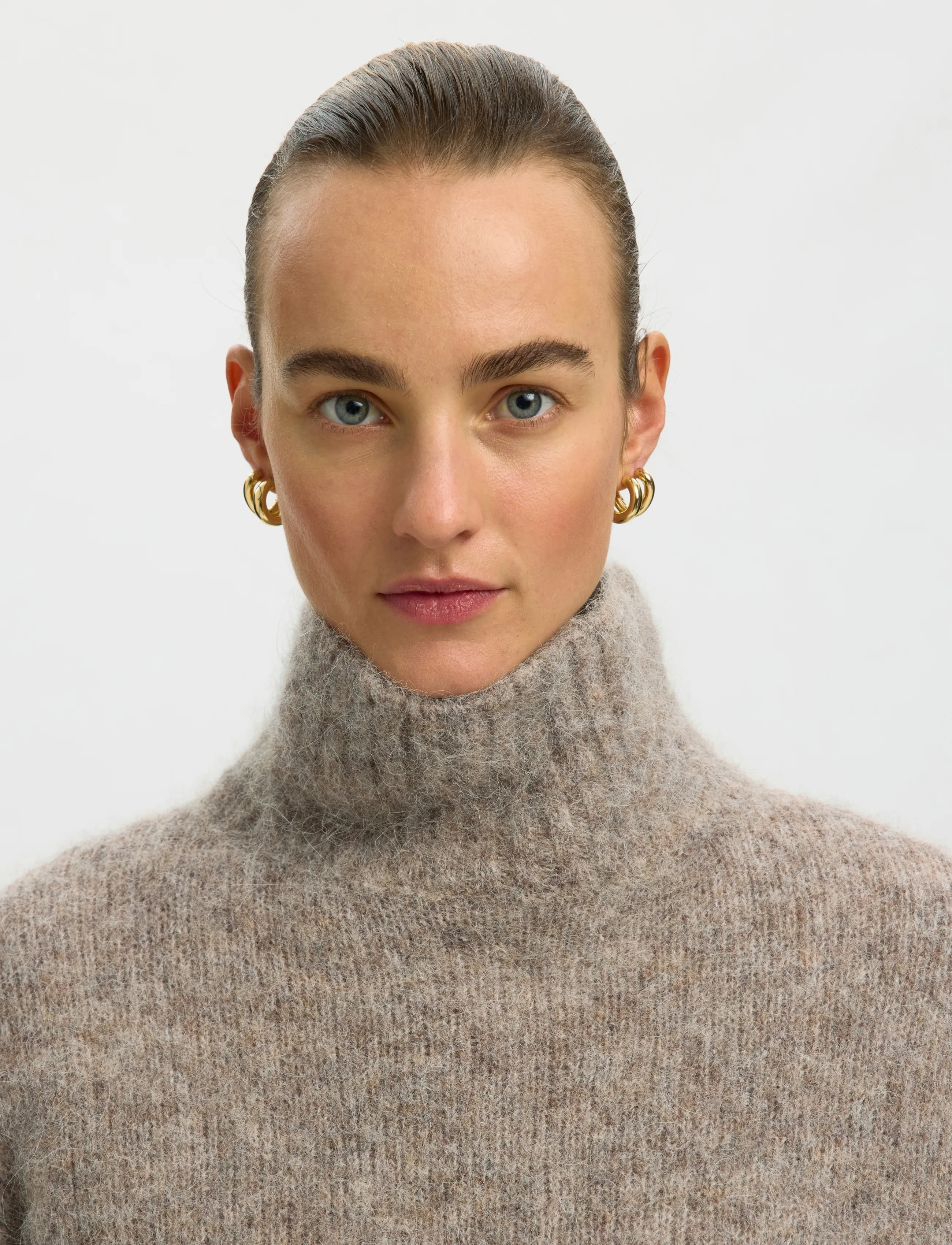 Selected - SLWGABRIELLA LS KNIT HIGH NECK NOOS - pullover - steel gray - 4