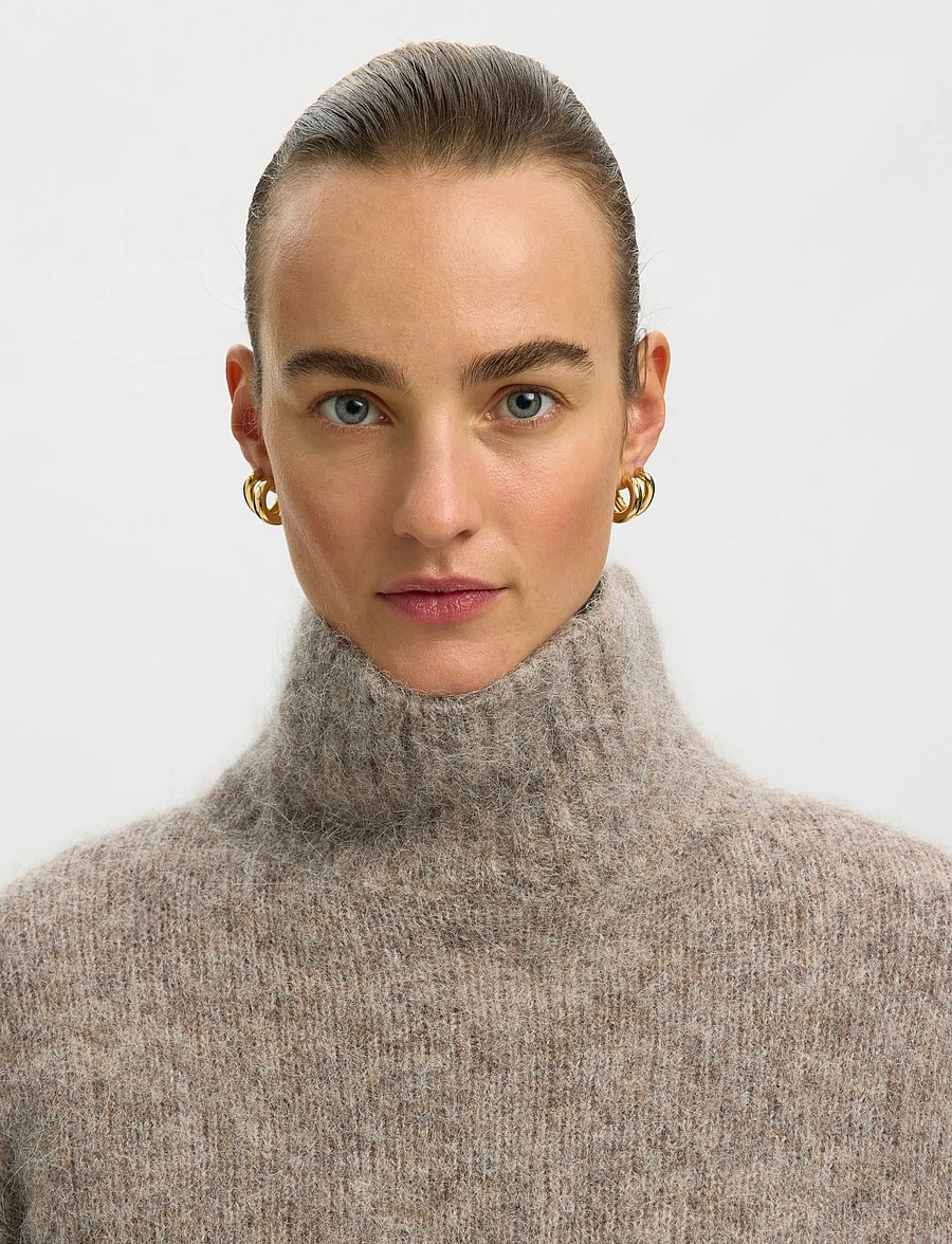 Selected - SLWGABRIELLA LS KNIT HIGH NECK NOOS - pullover - steel gray - 4