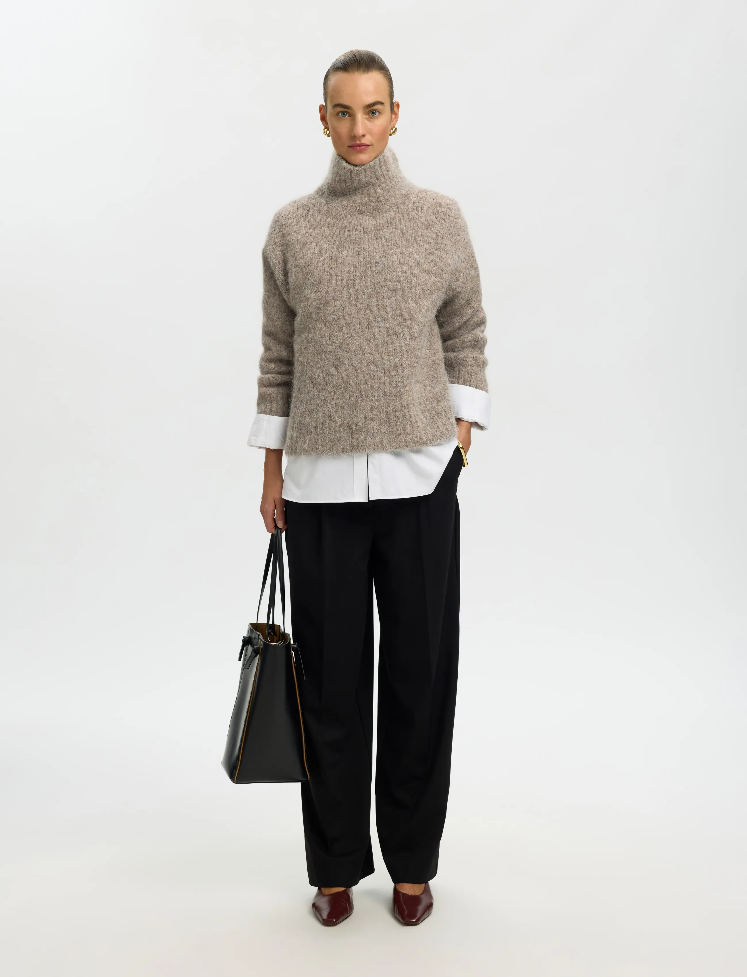 Selected - SLWGABRIELLA LS KNIT HIGH NECK NOOS - pullover - steel gray - 5
