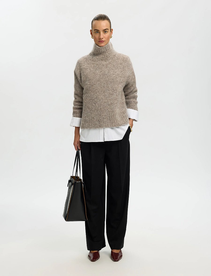 Selected - SLWGABRIELLA LS KNIT HIGH NECK NOOS - pullover - steel gray - 5
