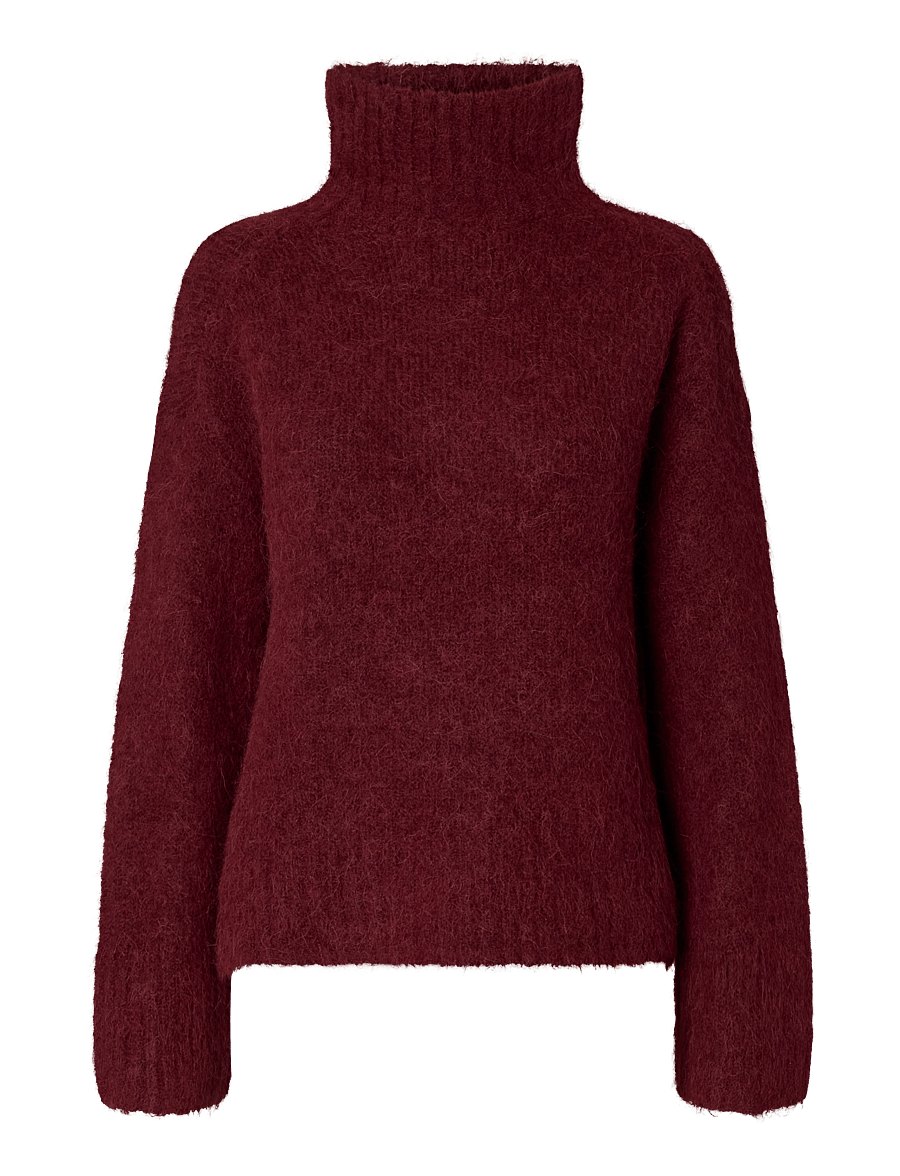 Selected - SLWGABRIELLA LS KNIT HIGH NECK NOOS - pullover - tawny port - 1