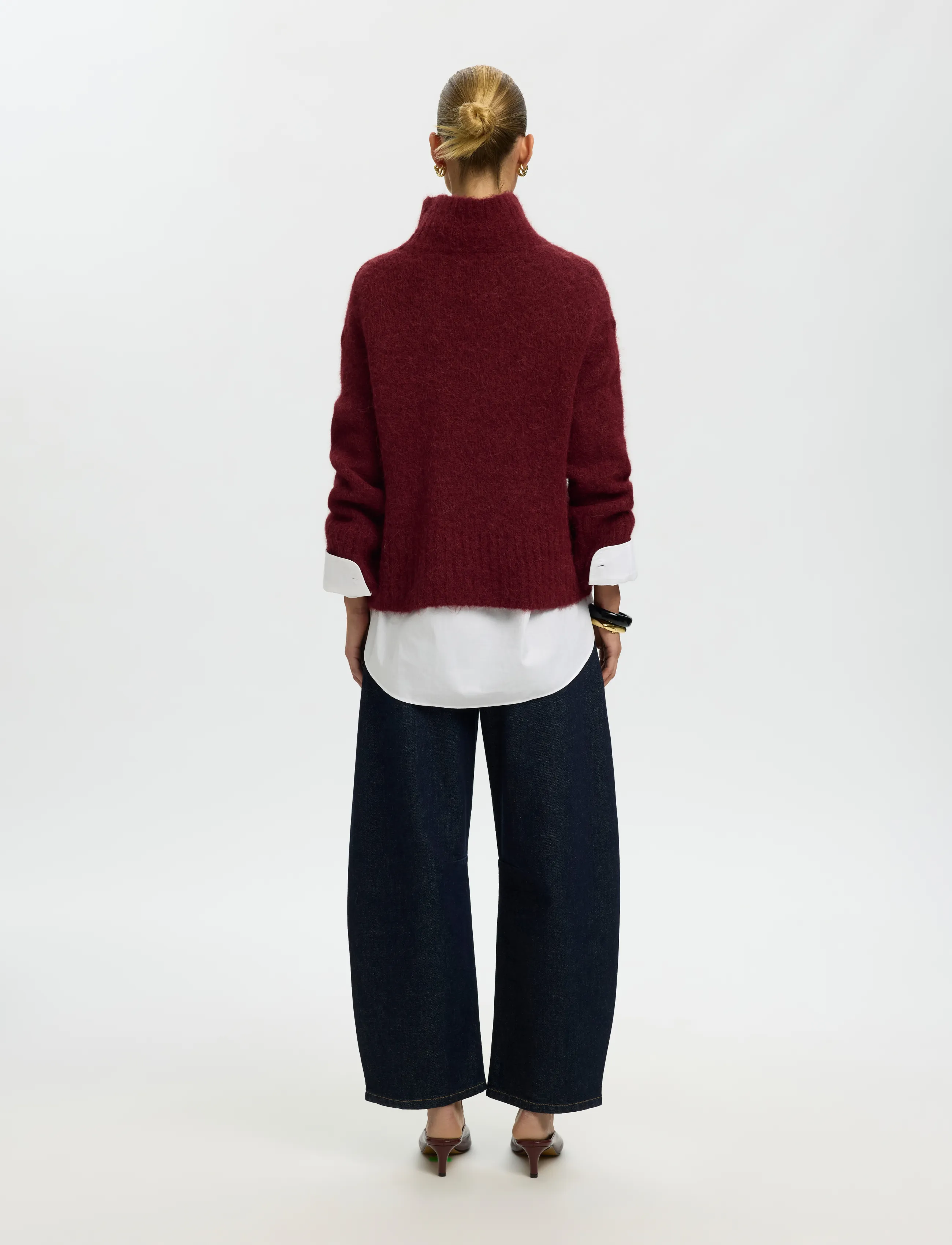Selected - SLWGABRIELLA LS KNIT HIGH NECK NOOS - pullover - tawny port - 2