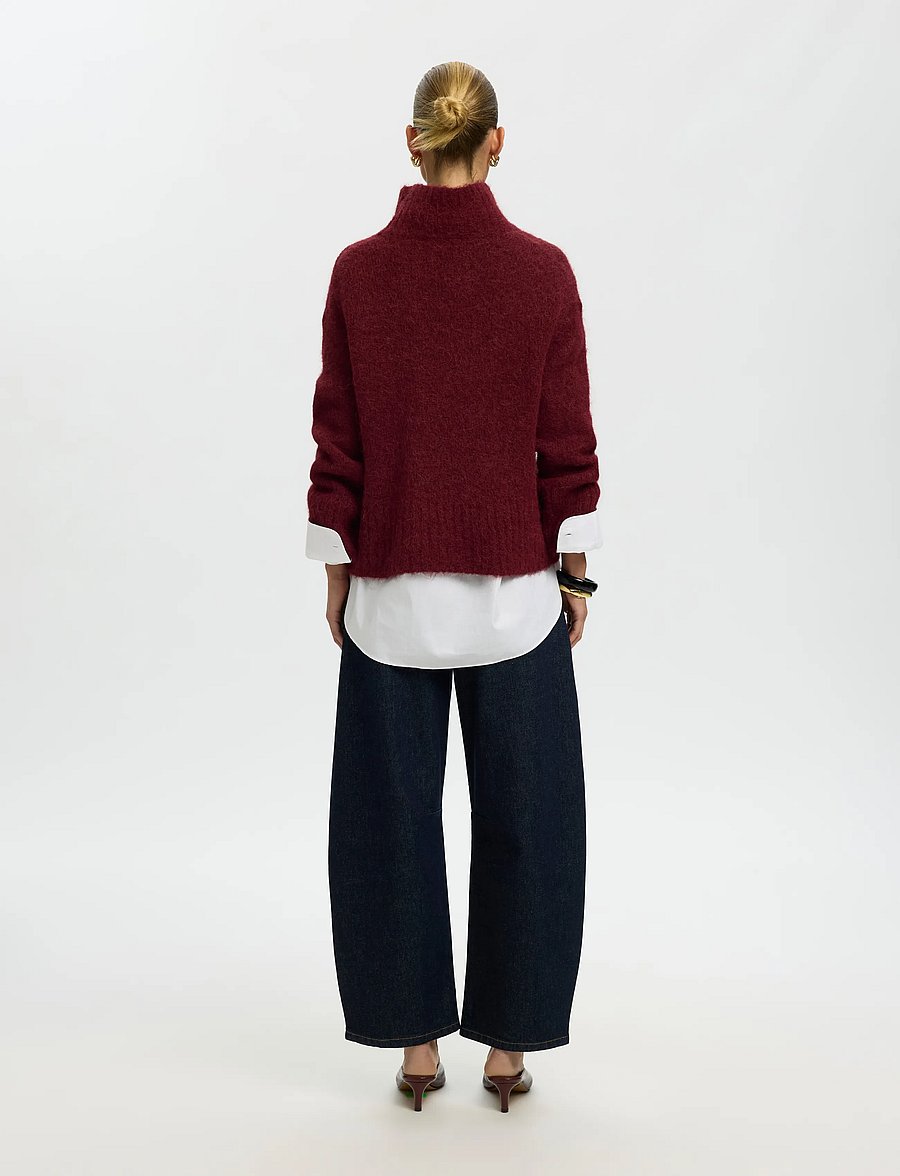 Selected - SLWGABRIELLA LS KNIT HIGH NECK NOOS - pullover - tawny port - 2