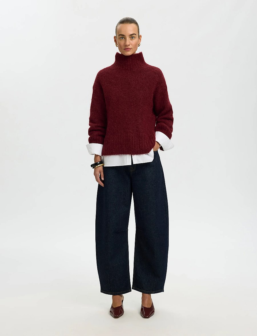 Selected - SLWGABRIELLA LS KNIT HIGH NECK NOOS - pullover - tawny port - 3