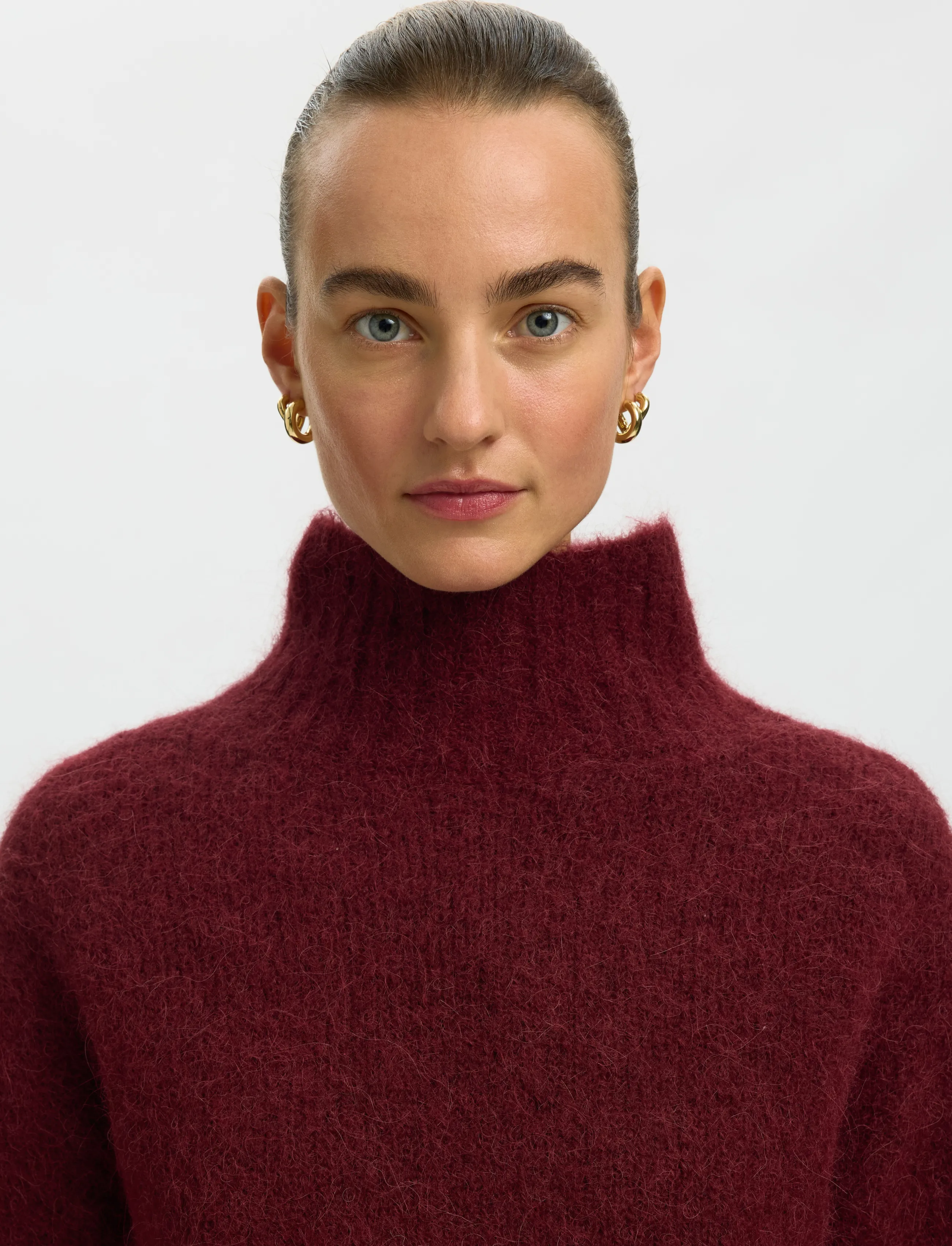 Selected - SLWGABRIELLA LS KNIT HIGH NECK NOOS - pullover - tawny port - 4